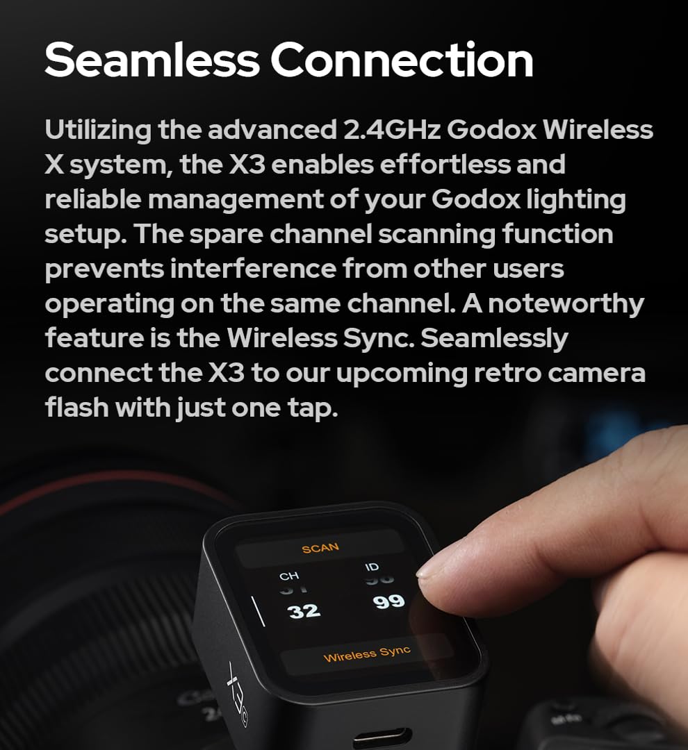 Godox X3C Wireless Flash Trigger for Canon Cameras - 2.4G TTL OLED Touchscreen Transmitter with USB-C Charging | Supports TTL Auto/Manual/Multi Flash | Compatible with XPro-C X2T-C XProII-C | Perfect for Studio & Outdoor Photography
