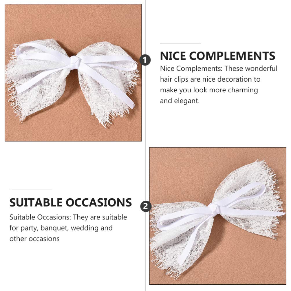 Minkissy Big Bow Hair Barrette - Elegant Lace Bowknot Hair Clips with Ribbon for Women, Girls & Teens | Perfect for Weddings, Parties & Daily Styling (Black)