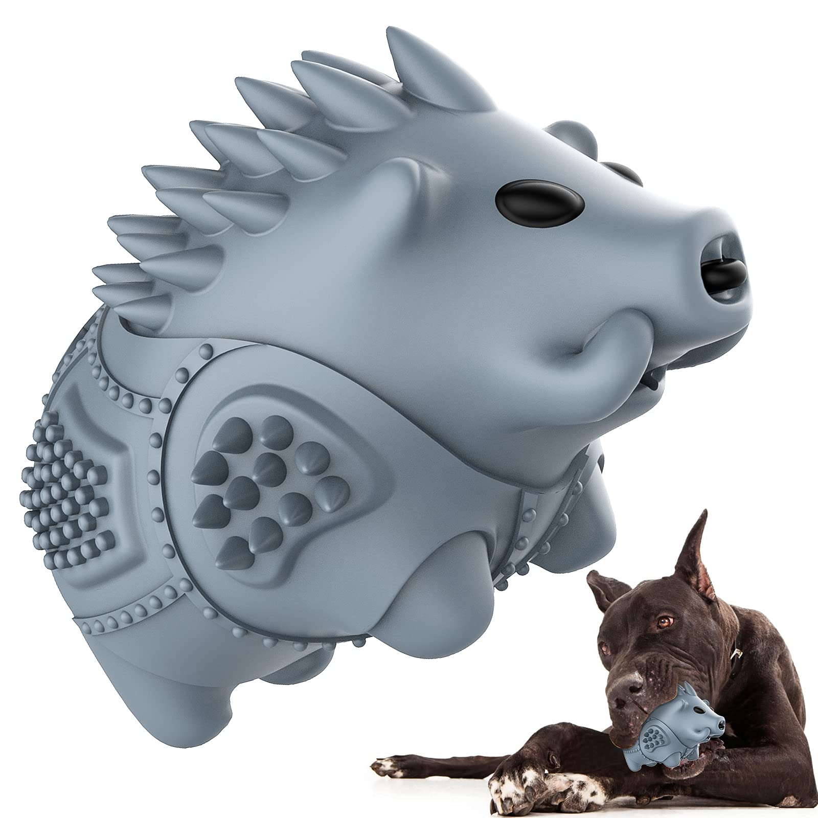 Durable Indestructible Dog Chew Toys for Aggressive Chewers - Heavy Duty Natural Rubber Chew Toy for Large & Medium Breed Dogs, Interactive Squeaky Teeth Cleaning Toy to Relieve Anxiety - Perfect for Playtime, Training & Dental Health