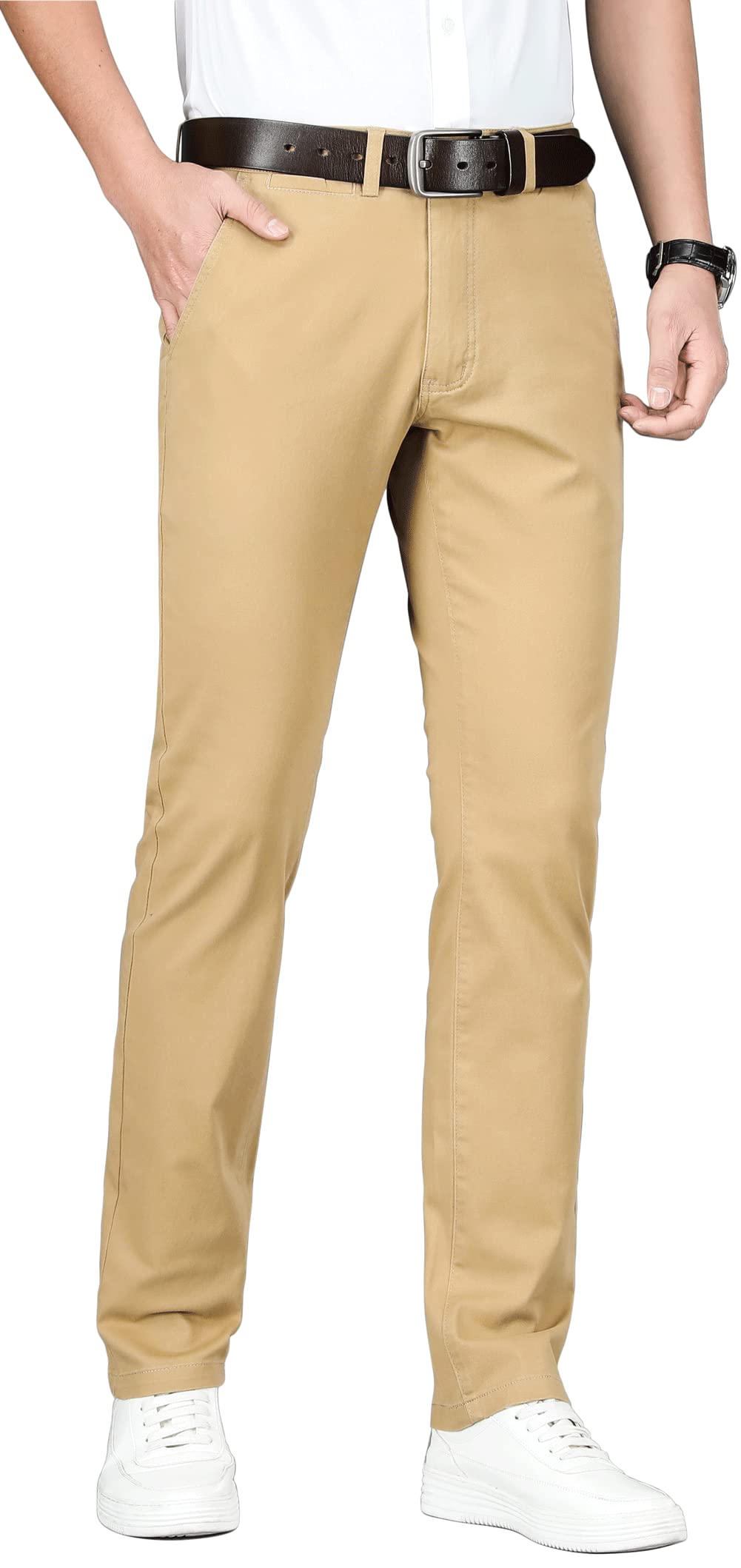 ESSYSHE Men's Slim Fit Stretch Chino Pants - Comfortable Casual Khaki Trousers for Office, Travel & Everyday Wear