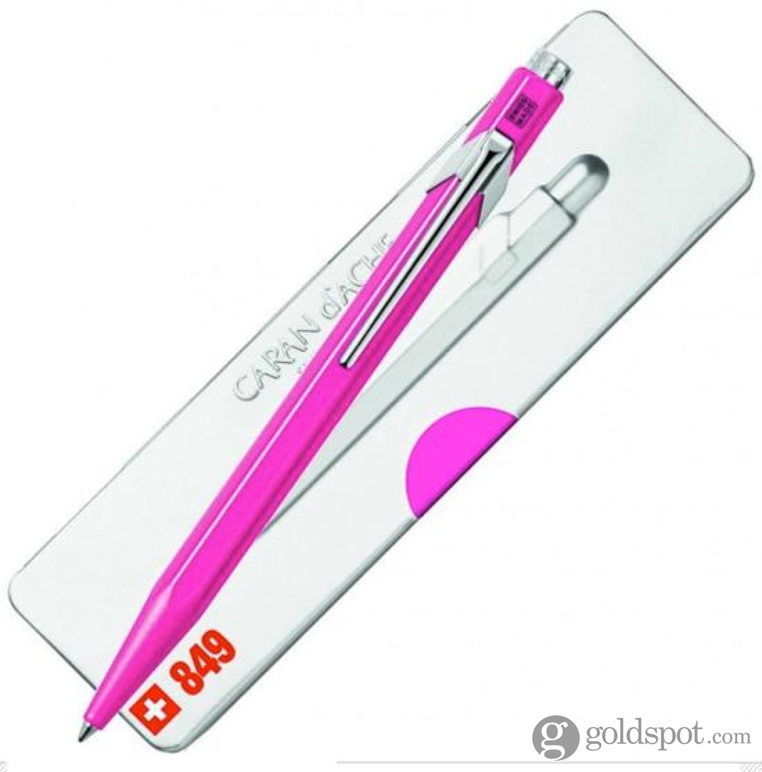 Caran d'Ache 849 Popline Ballpoint Pen - Fluorescent Pink Ink, Swiss-Made Premium Writing Pen for Office, School & Gift Giving