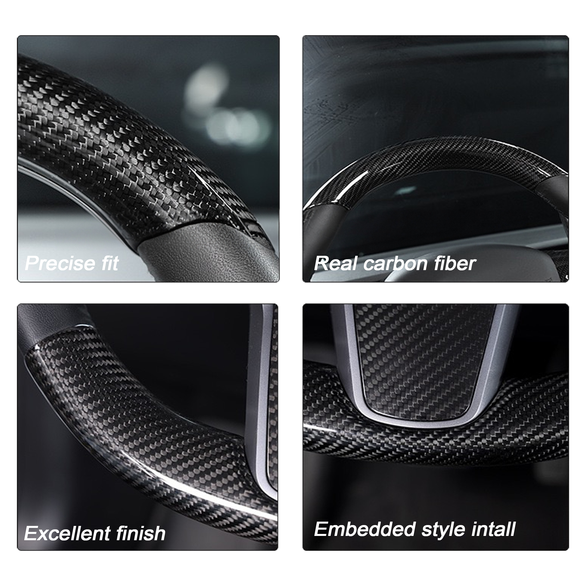 Premium Real Carbon Fiber Steering Wheel Cover for Tesla Model 3 & Y - Custom Fit Luxury Interior Upgrade | Enhance Driving Comfort & Style for Tesla Owners