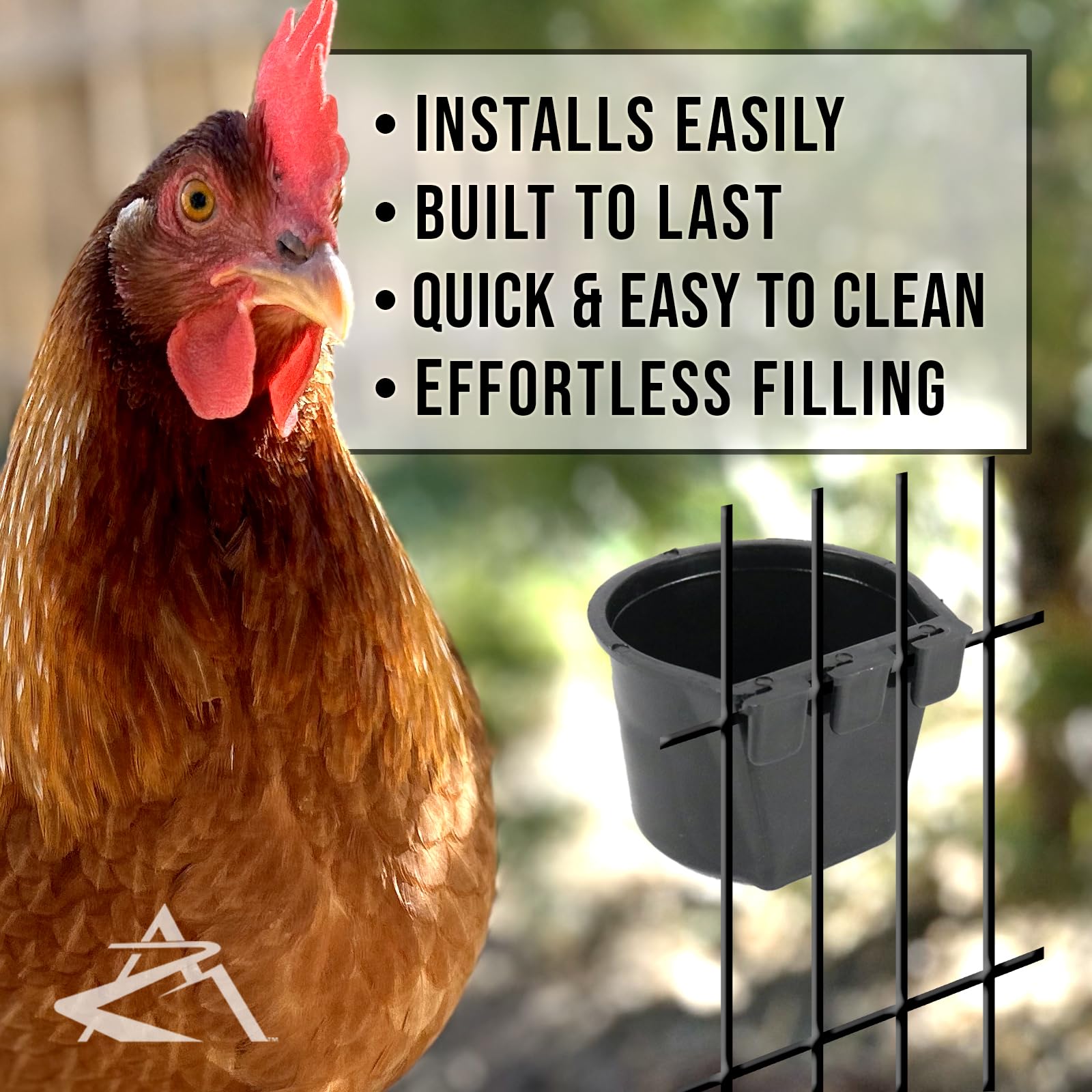2-Pack Black Cage Cups for Chickens, Dogs, Pheasants & Rabbits - Durable Feed & Water Dispenser for Pet Cages, Coops and Hutch Accessories