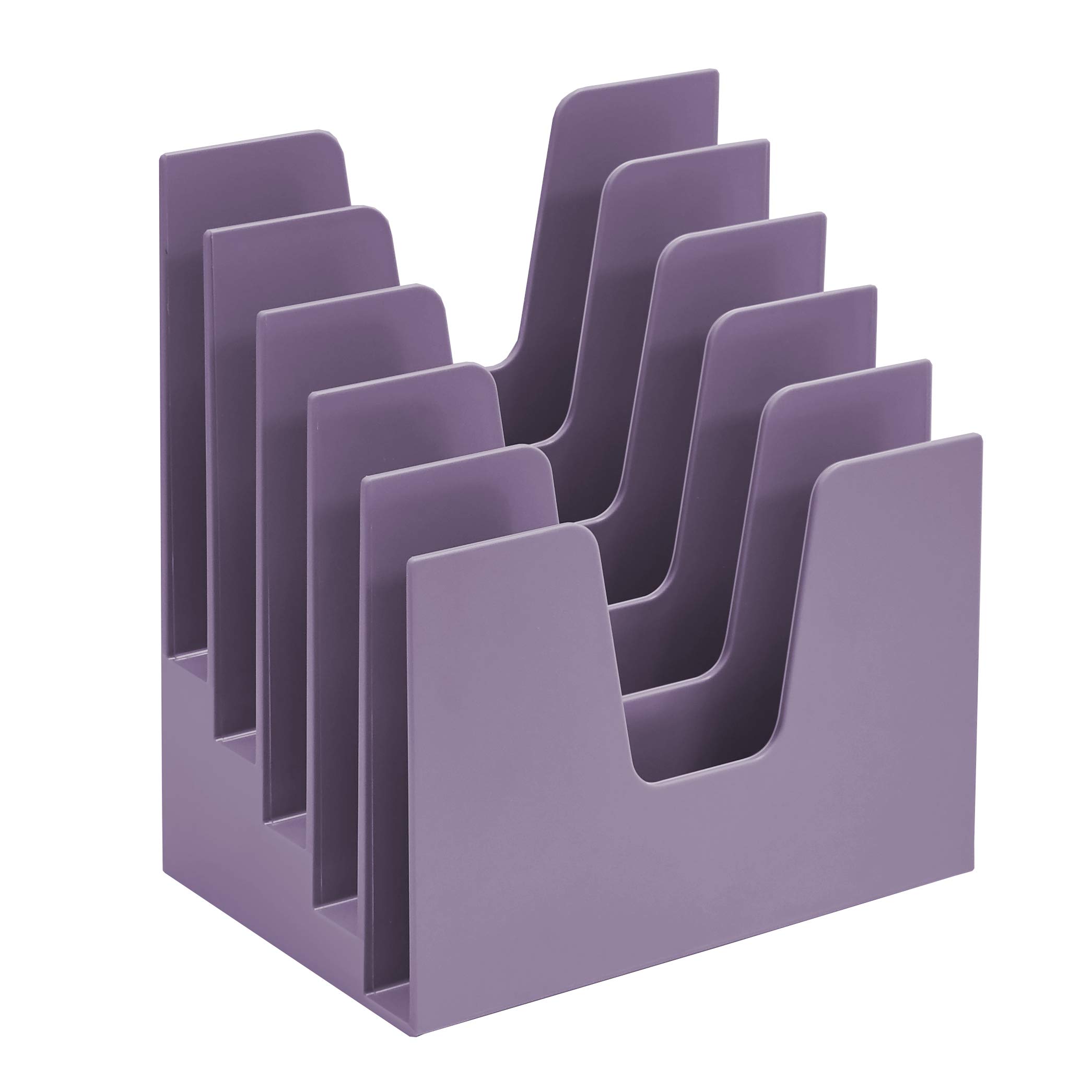 Acrimet 5-Section Incline File Sorter Organizer - Plastic Desktop Mail & Letter Holder for Office Organization - Solid Purple - Perfect for Desk, Mailroom, and Home Office Use