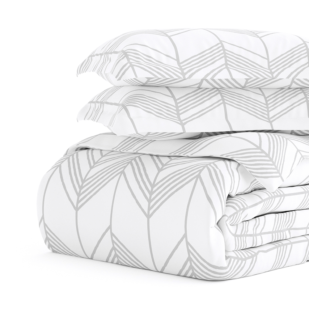 Alps Chevron Pattern 3 Piece Duvet Cover Set - Soft & Breathable Bedding Set for Queen/King Size - Perfect for Modern Bedroom Decor & Cozy Sleep