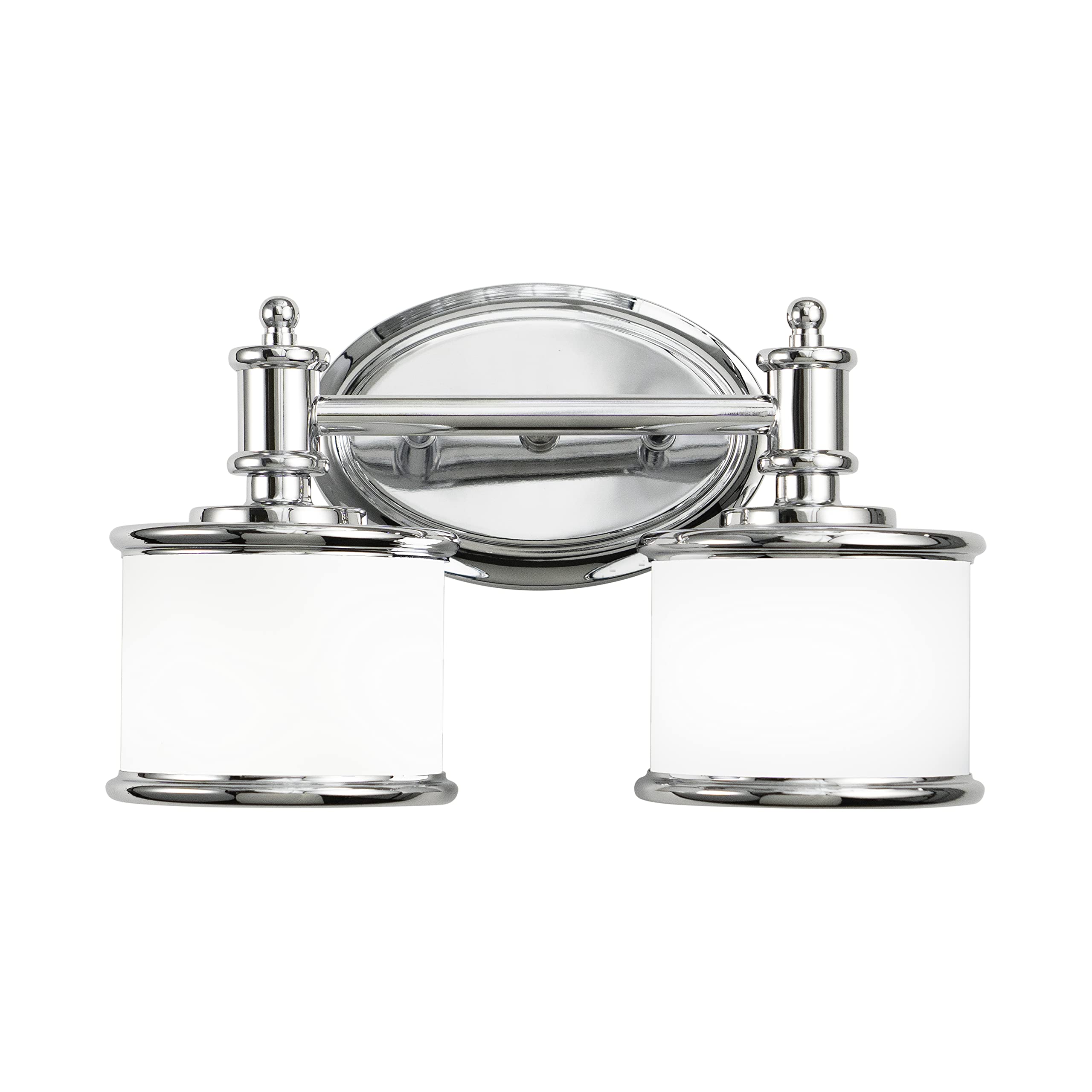 Carlisle 2 Light Chrome Bathroom Vanity Light Fixture - Modern Bathroom Lighting for Vanity Mirror Makeup Area and Powder Room