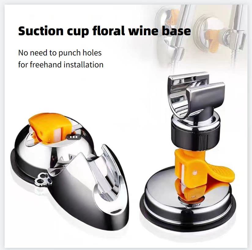 Adjustable Suction Cup Shower Head Holder - 2 Pack Silver Bathroom Shower Bracket for Handheld Shower - Perfect for Bathroom Renovation, RV, and Small Space Showers