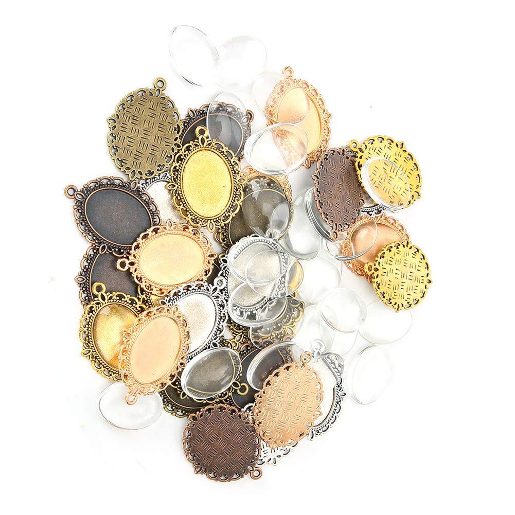 60Pcs Glass Pendant Trays for Jewelry Making - DIY Necklace Pendant Accessories for Jewelry Makers & Craft Enthusiasts - Perfect for Beading, Resin Art, and Handmade Jewelry Creations