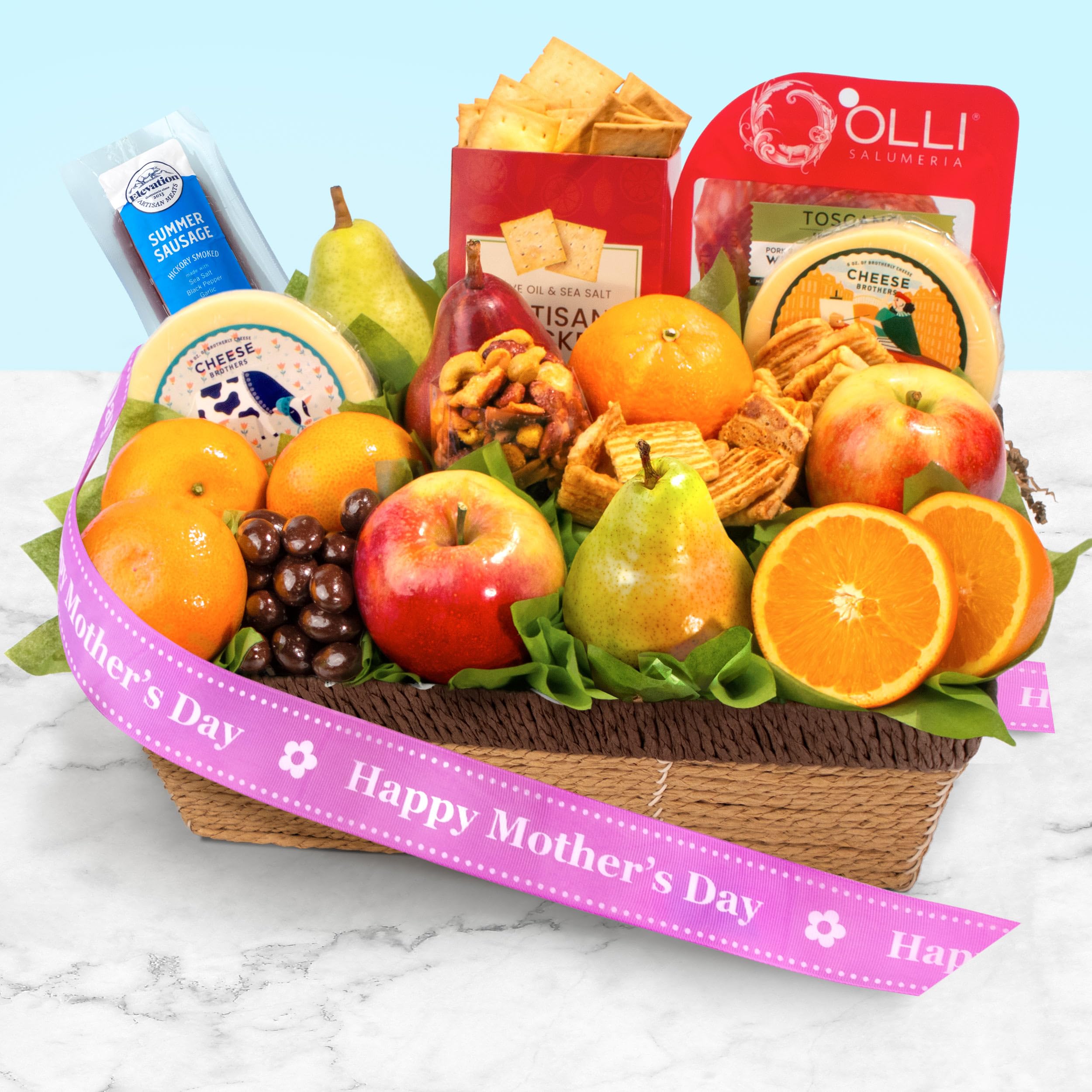 Premium Gourmet Fruit & Snack Gift Basket - Perfect Mother's Day Present for Her | Elegant Gift Box for Birthdays, Anniversaries & Special Occasions