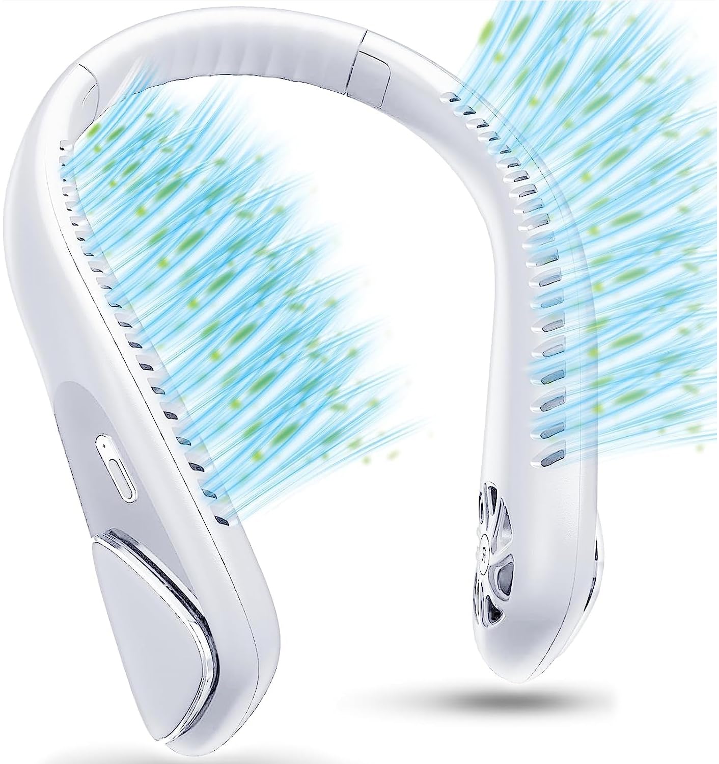 Jialexin Bladeless Personal Neck Fan - 6000mAh USB Rechargeable Hands-Free Cooling Fan with 3 Speed Settings, Lightweight Headphone Design for Men & Women - Perfect for Sports, Outdoor Activities, Office & Travel (White)