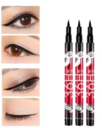 SmieTrz 36-Hour Waterproof & Smudge-Proof Liquid Eyeliner - Pack of 3 (Black, 7.5g) | Long-Lasting Makeup for All-Day Wear, Perfect for Swimming, Gym & Special Occasions