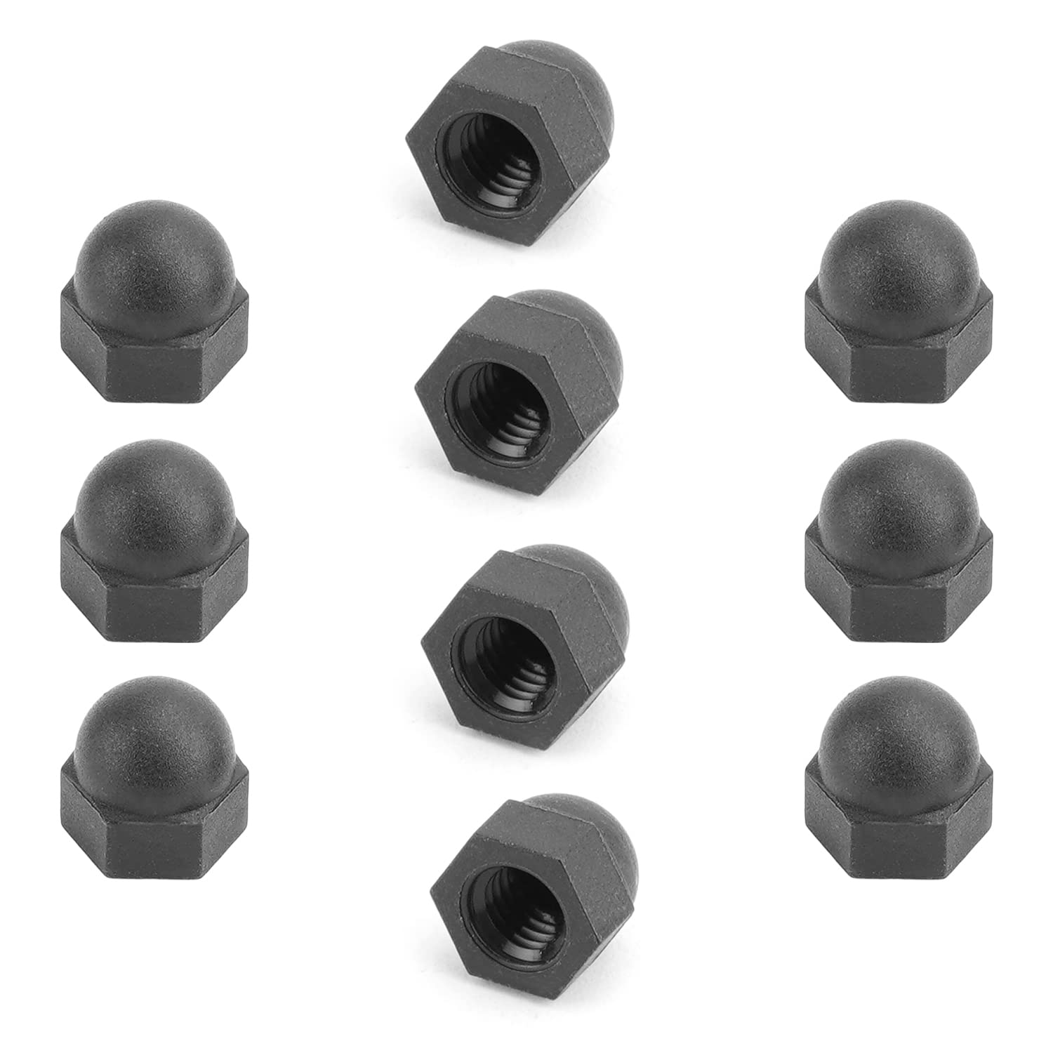 MroMax M5 Nylon Hex Cap Nuts - Black (10Pcs) for Furniture & DIY Projects