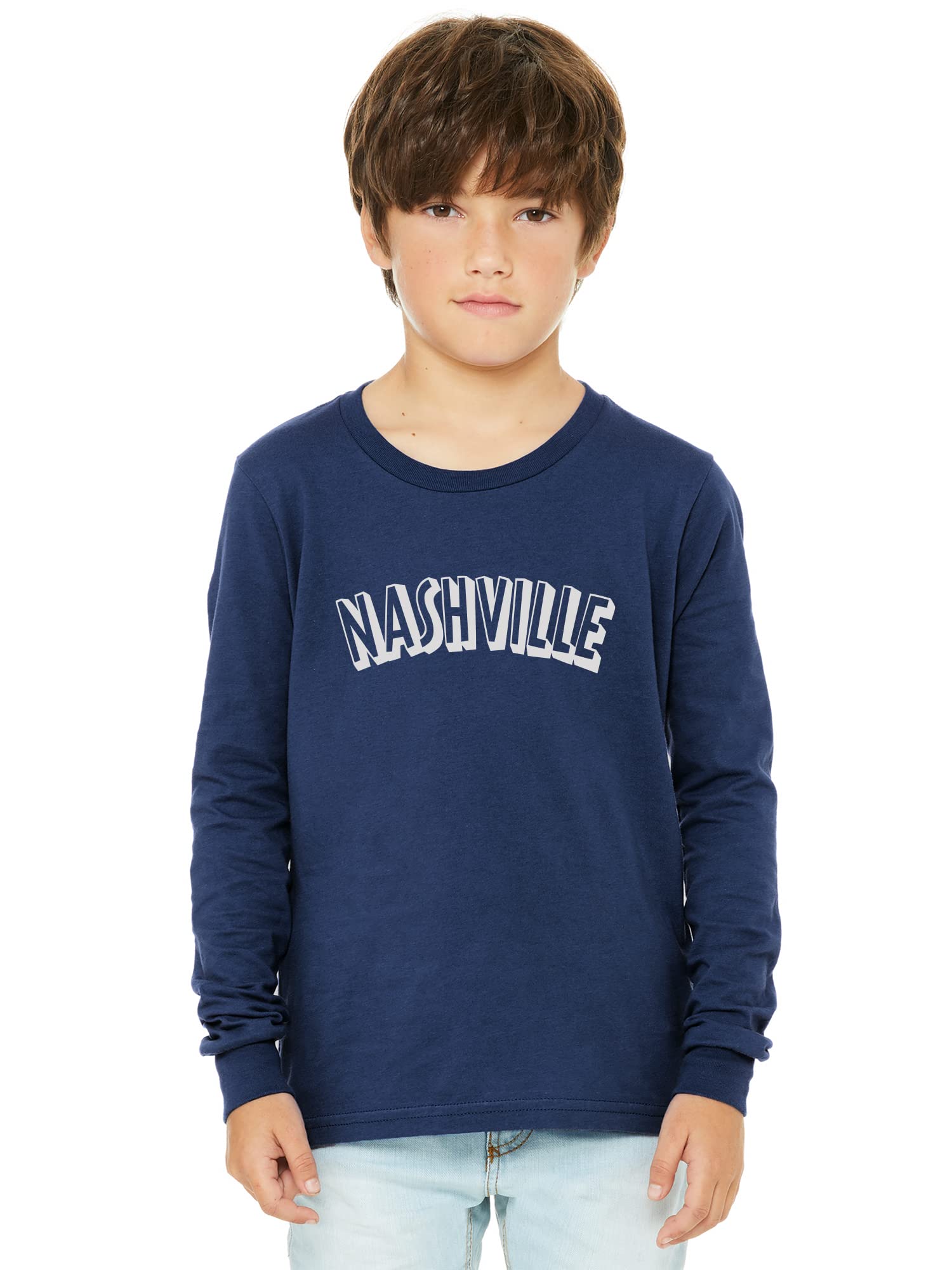 Daxton Youth Long Sleeve Nashville Basic T-Shirt - Comfortable Cotton Tee for Boys & Girls - Perfect for School, Casual Wear & Everyday Outfits