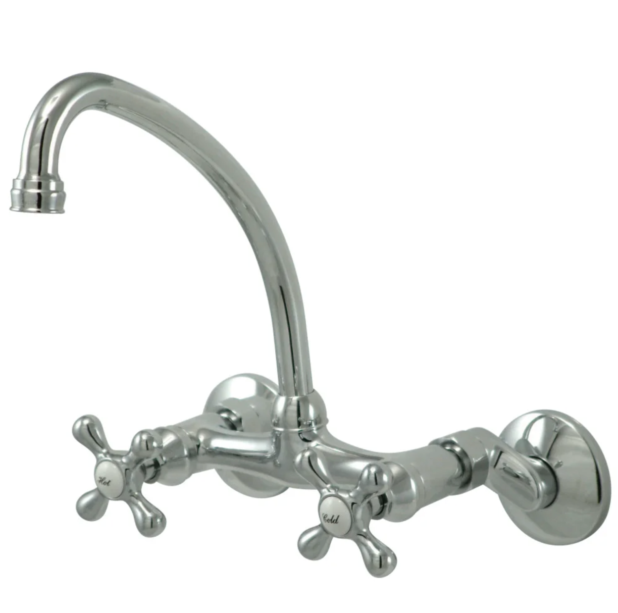 Stainless Steel Cross Handle Wall Mount Kitchen Faucet with Adjustable Centers - Perfect for Farmhouse, RV, and Outdoor Sink Installations