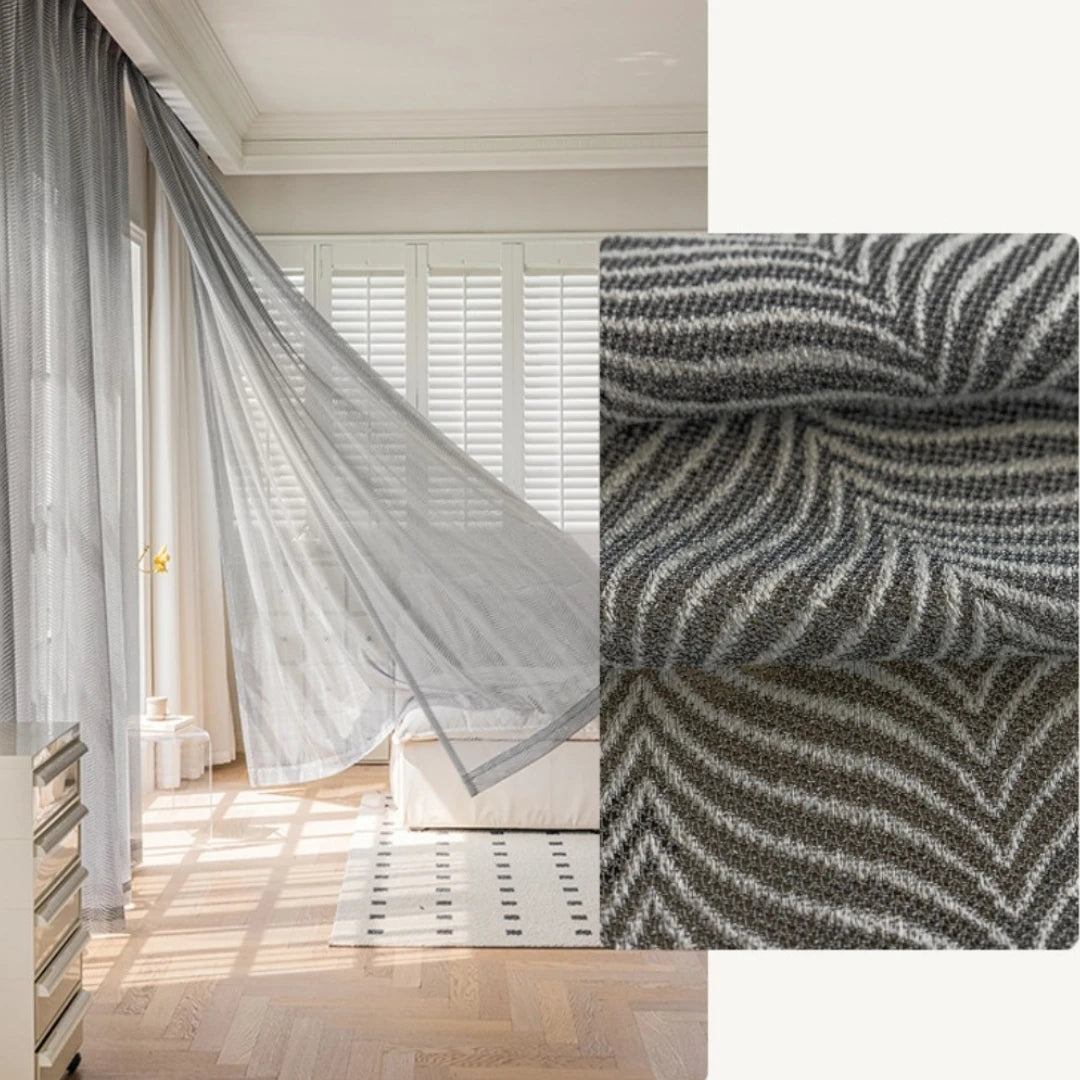 Sheila Modern Polyester Herringbone Custom Sheer Curtains for Living Room & Bedroom - Light Filtering Window Drapes with Premium Textured Fabric