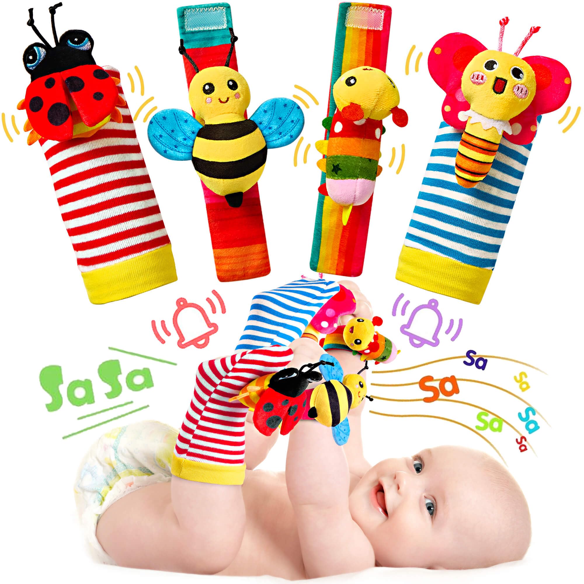 Baby Rattles 0-12 Months - Soft Infant Toys & Wrist Rattles for Newborns - Perfect Baby Shower Gifts for Boys & Girls