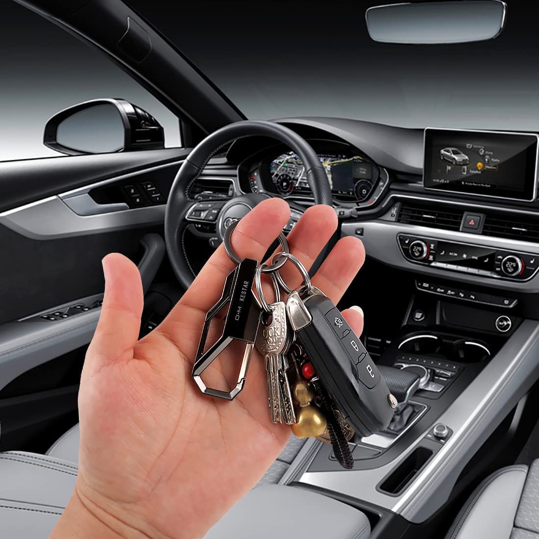 KESTAR Car Keychain for Men & Women - Classic Black - Organize Keys for Home & Office