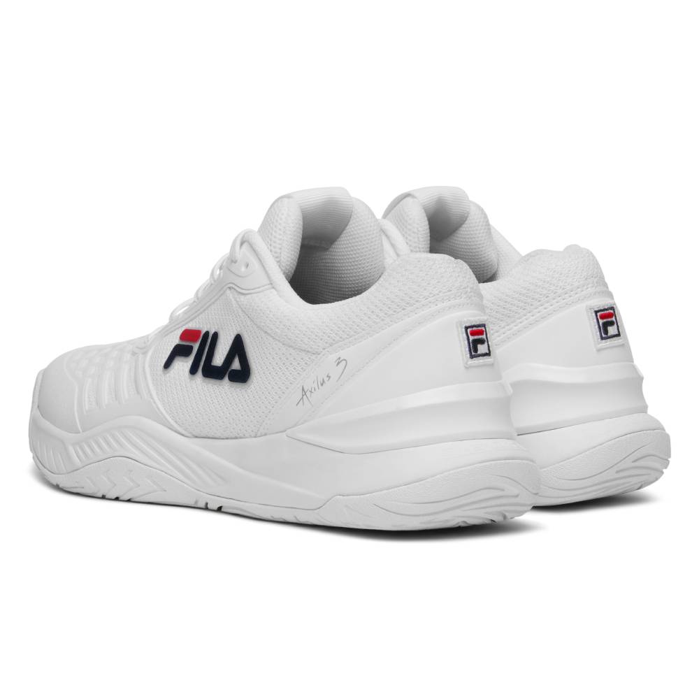 Fila Axilus 3 Men's Tennis Shoes - White & Navy Blue Athletic Sneakers for Court Sports & Casual Wear