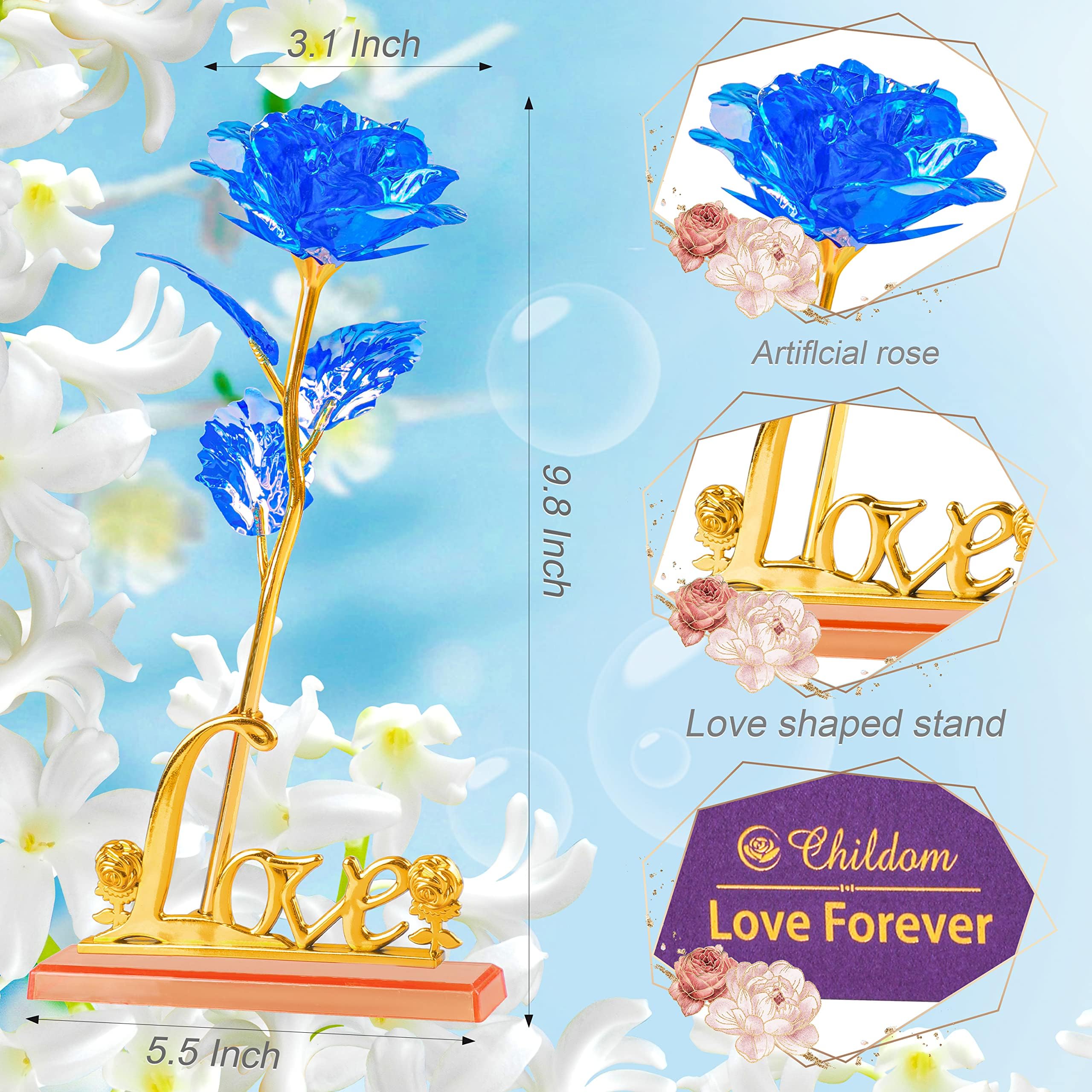 Artificial Blue Rose Flower Gift for Mom - Mother's Day, Birthday, Anniversary & Valentine's Day Present for Wife, Grandma, Women from Daughter or Son - Perfect for Home Decor, Table Centerpiece & Romantic Gift Giving
