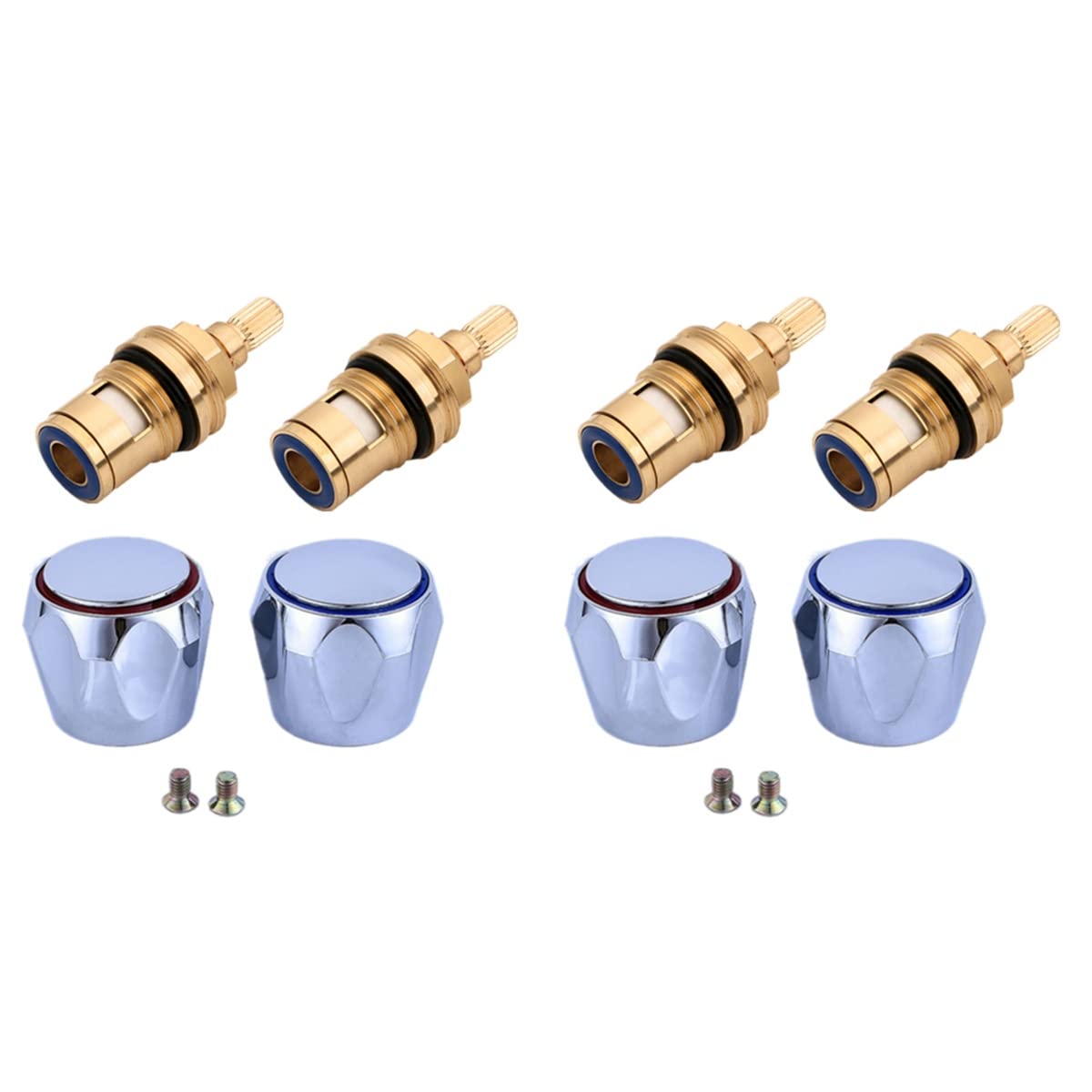2 Sets Faucet Repair Kit - Outdoor Faucet Handle & Shower Faucet Rebuild Kit with Diamond Brass Valve - Durable Metal Bathtub Tap Accessories for Bathroom, Kitchen & Outdoor Use