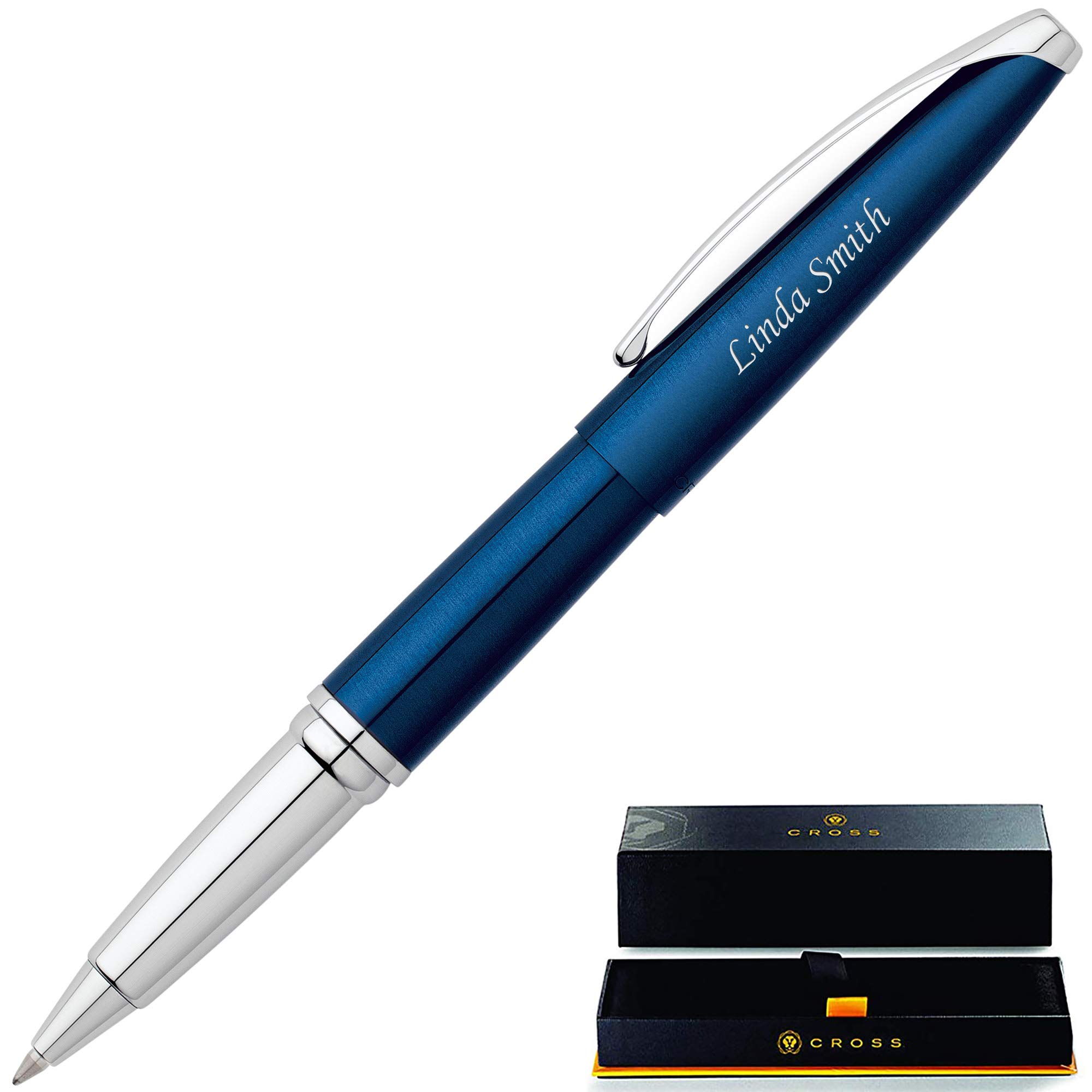 Personalized Cross ATX Rollerball Pen - Translucent Blue & Chrome Engraved Gift Pen with Custom Name | Premium Writing Instrument for Office, Graduation & Corporate Gifts | Elegant Business Pen for Professionals & Executives