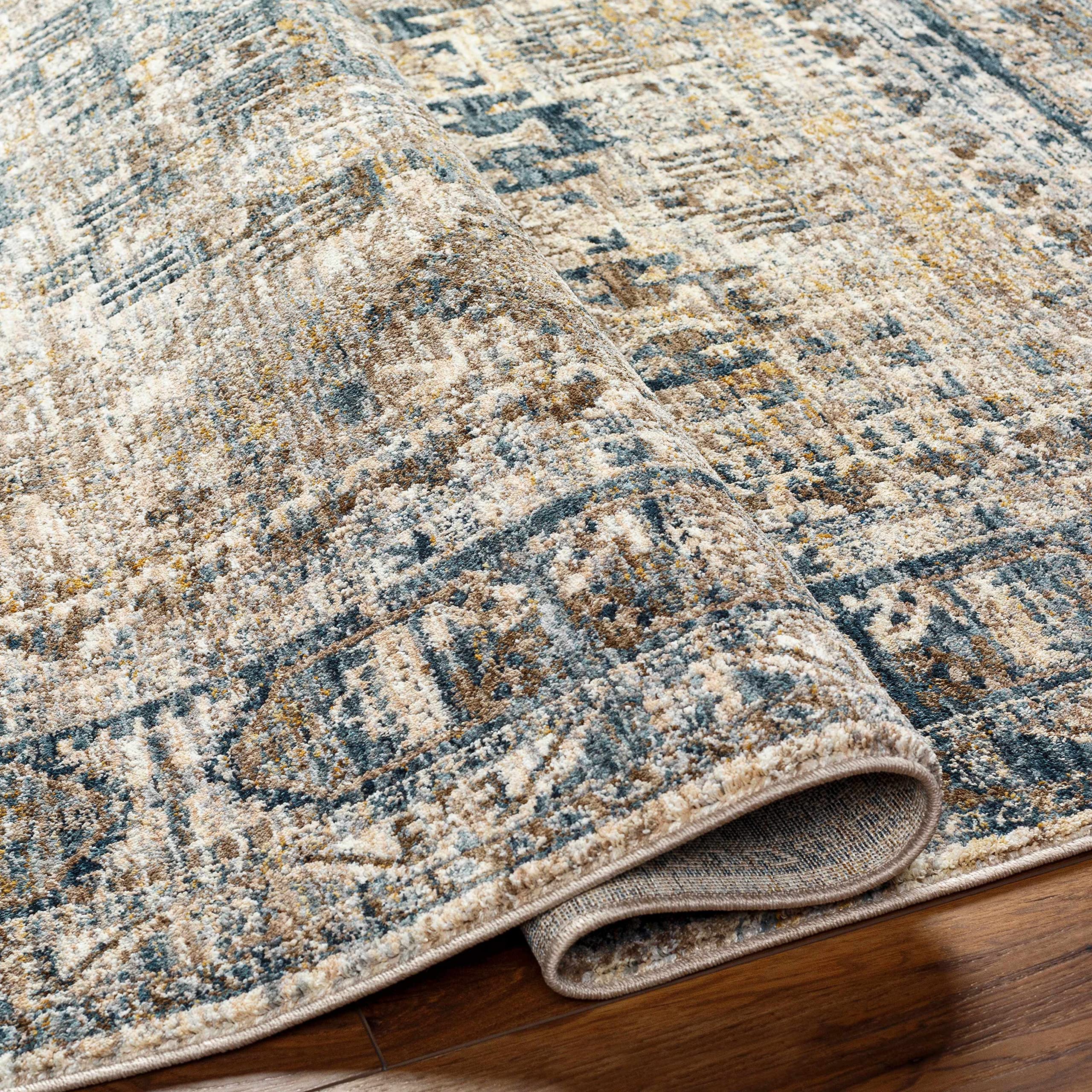 Hauteloom Mundesley Traditional Beige Brown Blue Area Rug 2' x 3' - Soft Living Room & Bedroom Carpet for Home Decor, Cozy Floor Mat for Family Spaces