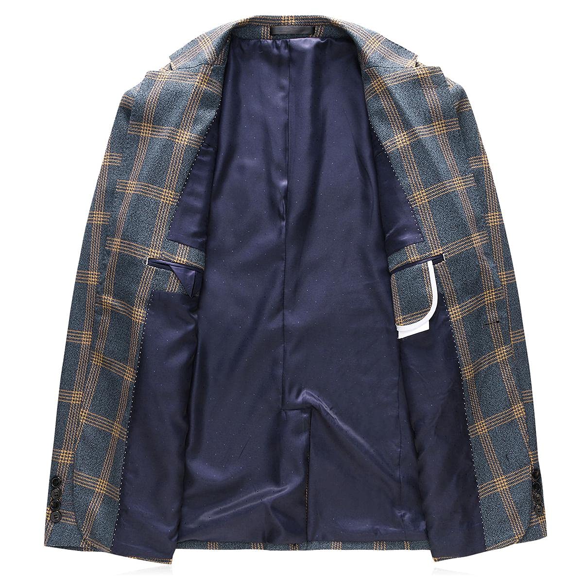 Men's 3 Piece Check Plaid Suit Set - Single Breasted One Button Jacket with Formal Pants & Vest | Perfect for Prom, Wedding, Business & Party Occasions