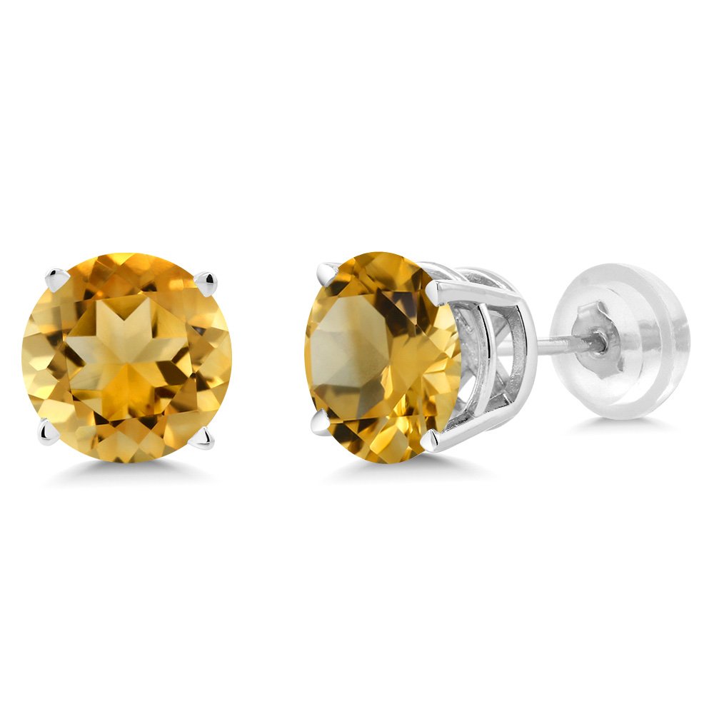 14K White Gold 5MM Round Birthstone Stud Earrings for Women & Men | Genuine Gemstone Jewelry Gift for Anniversary, Birthday & Special Occasions