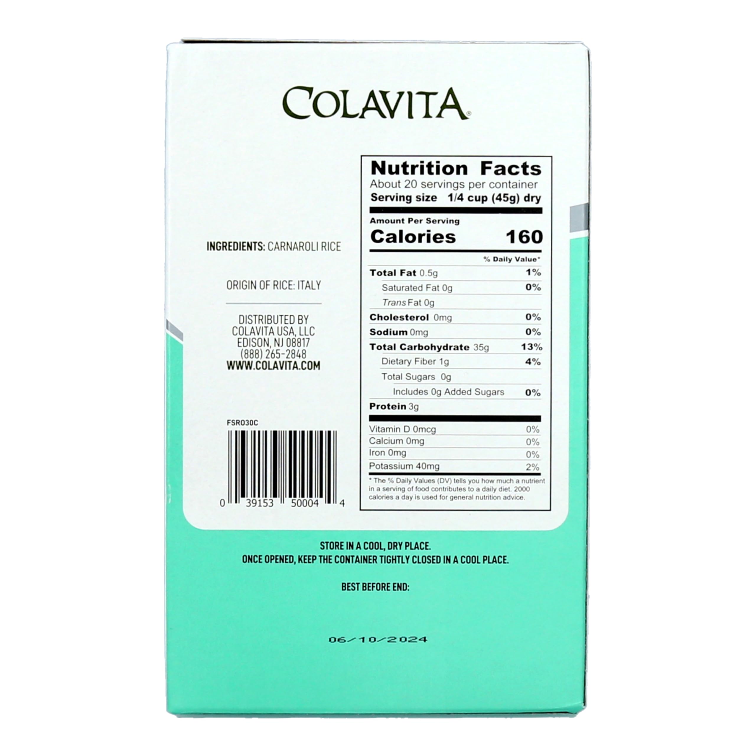 Colavita Carnaroli Italian Rice - Premium Arborio Style Risotto Rice, 2 Pound Box - Perfect for Creamy Risotto, Paella & Gourmet Cooking