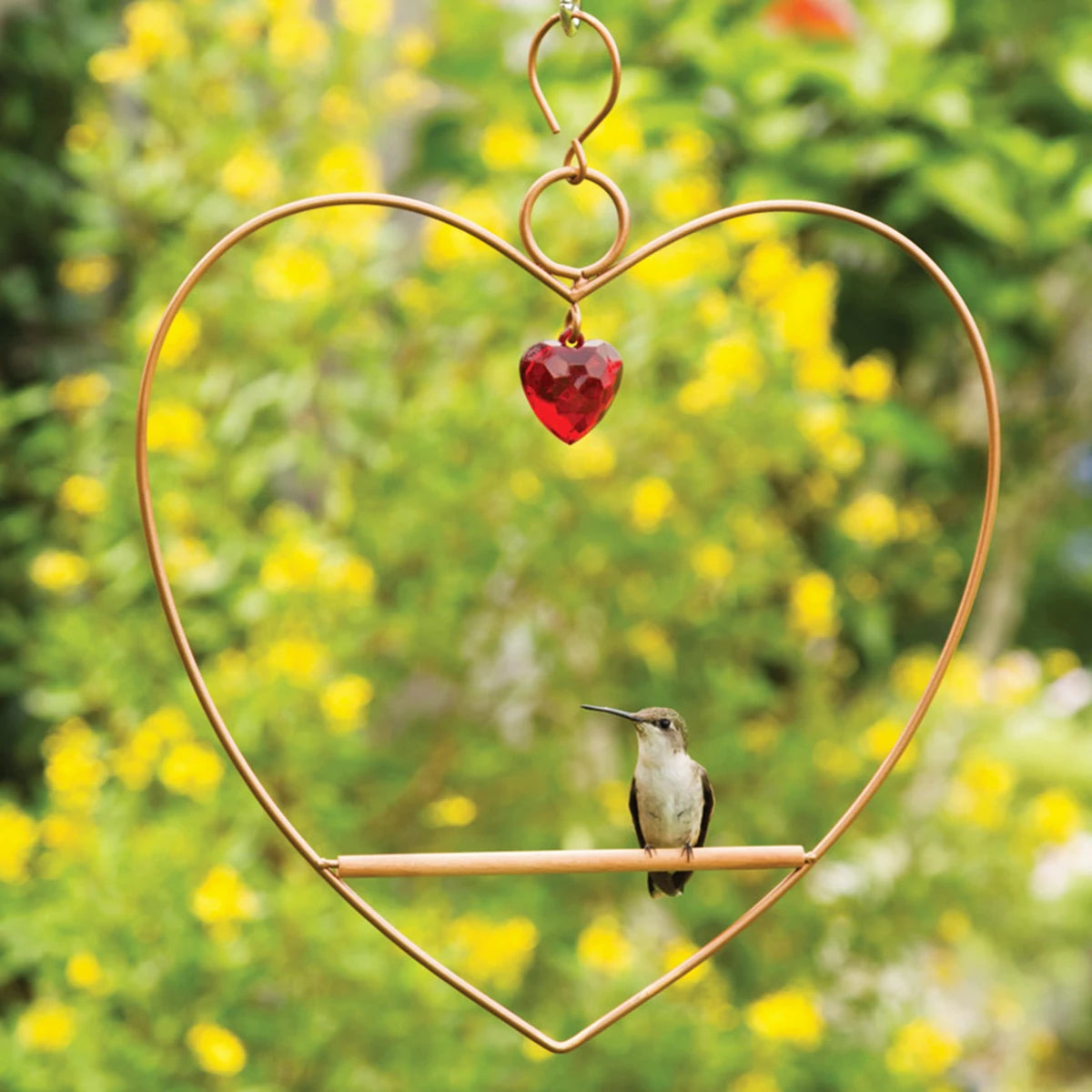 Tweet Heart Birdie Swing - Copper Colored Outdoor Garden Decor for Birds | Perfect for Backyard, Patio & Bird Watching Enthusiasts
