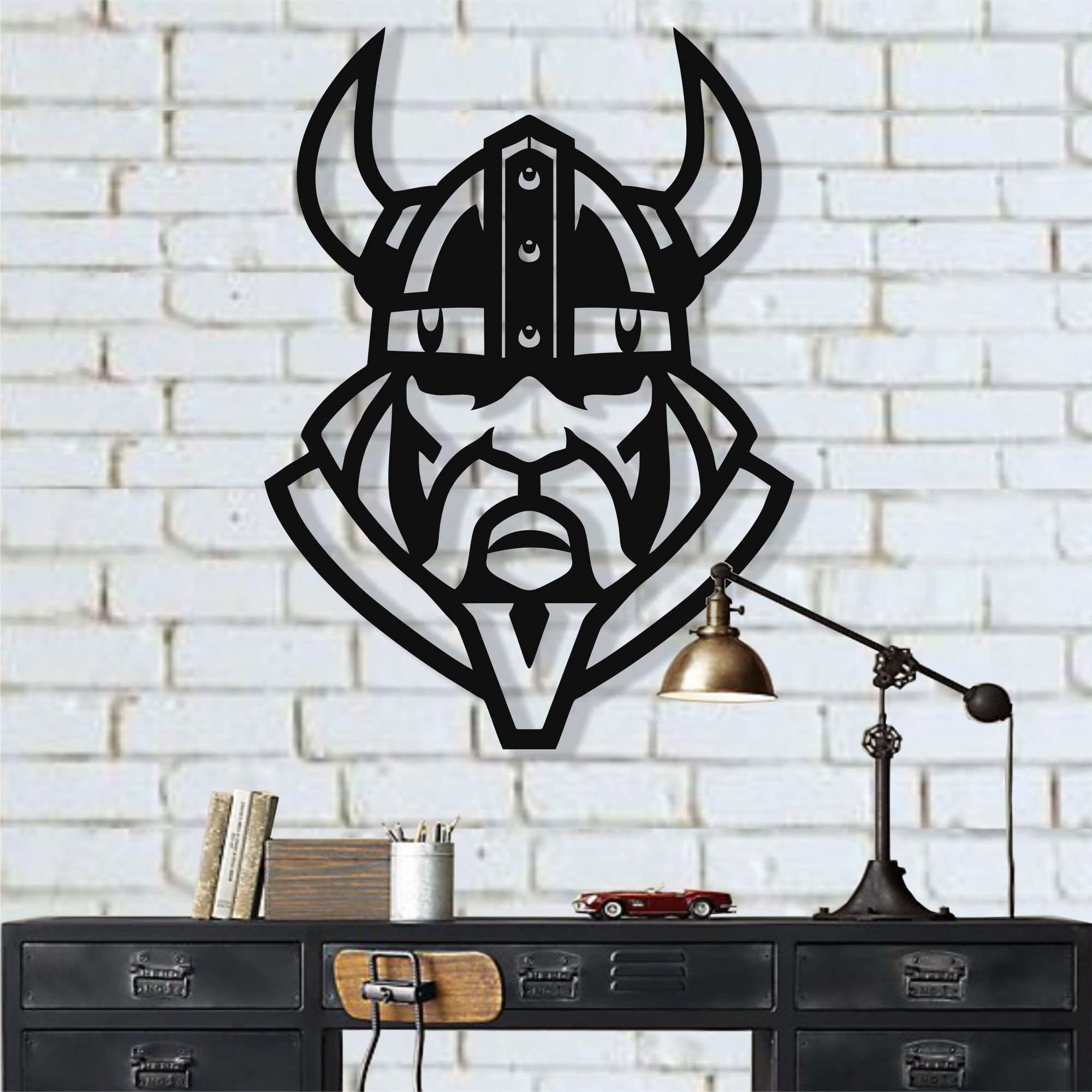 Viking Warrior Metal Wall Art - Nordic Mythology Decor with Silhouette Design for Home & Room Wall Decor | Perfect for Living Room, Bedroom, or Man Cave