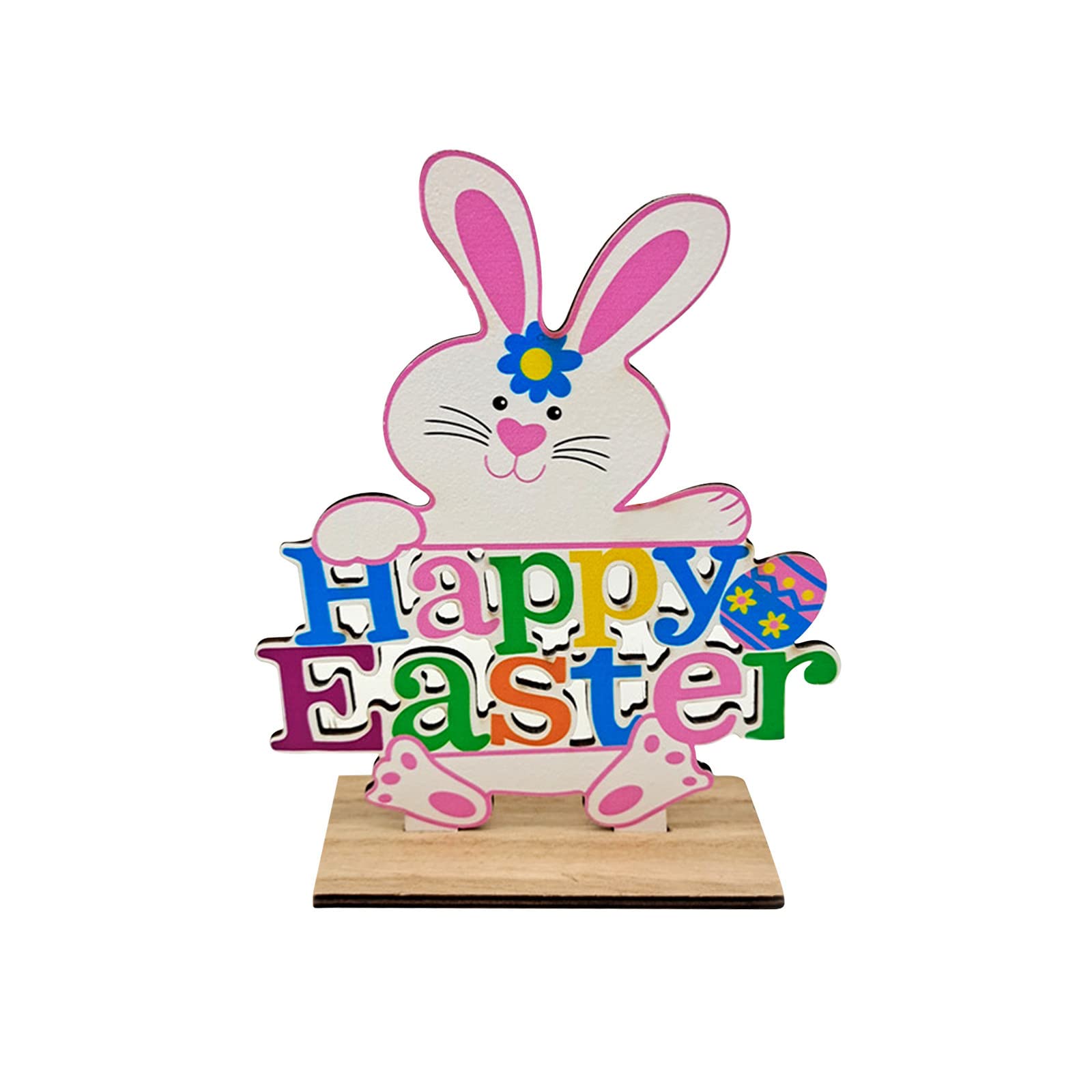 8#UF 2022 Easter Bunny Wooden Decorations - Handcrafted Desktop & Party Decor for Easter Celebrations, Home Decor, and Spring Festivities