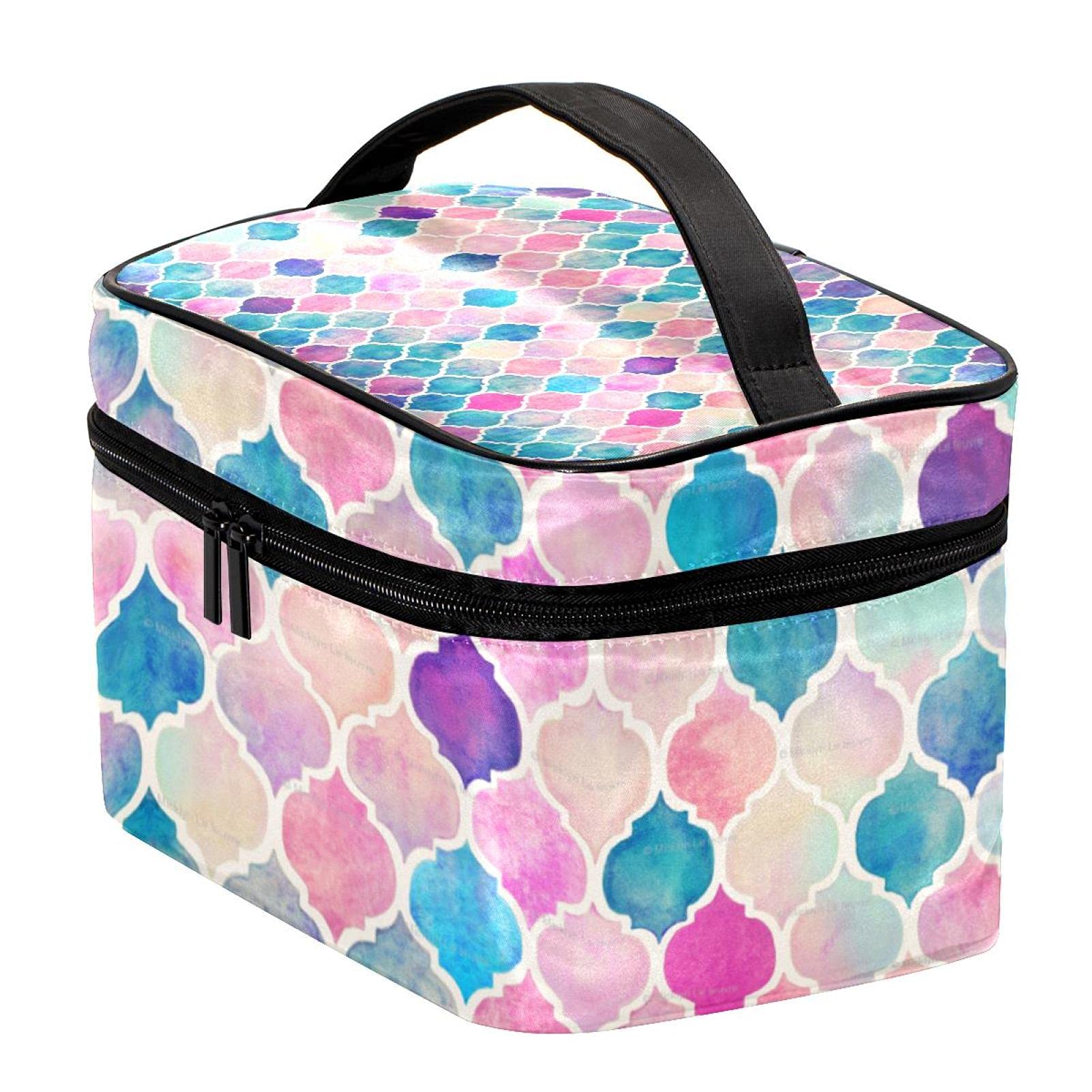 Pink Purple Moroccan Makeup Bag - Large Travel Cosmetic Organizer for Women | Perfect for Travel & Daily Use