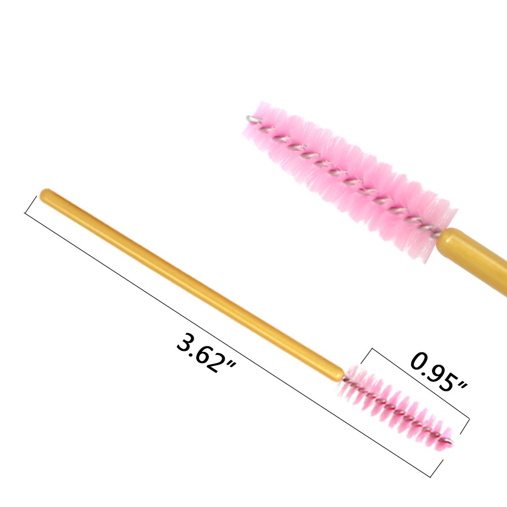 300 Pack Disposable Mascara Wands - Eyelash Brushes & Makeup Applicators (Gold/Pink) - Perfect for Salon, Lash Extensions & DIY Beauty Kits