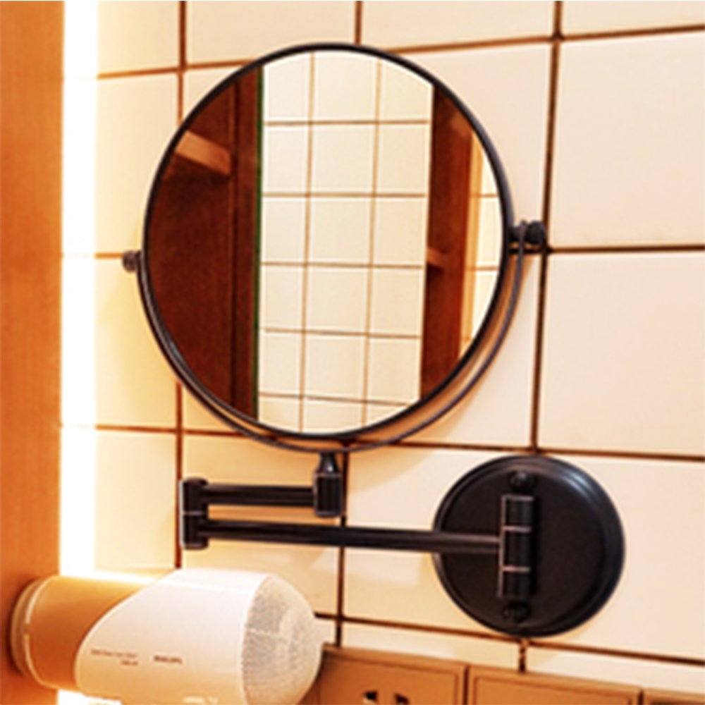7X Magnifying Wall Mounted Makeup Mirror - Double Sided Vanity Mirror with 13 Inch Extension, Black Bathroom Mirror for Perfect Makeup Application & Shaving | Ideal for Home, Salon, and Hotel Use