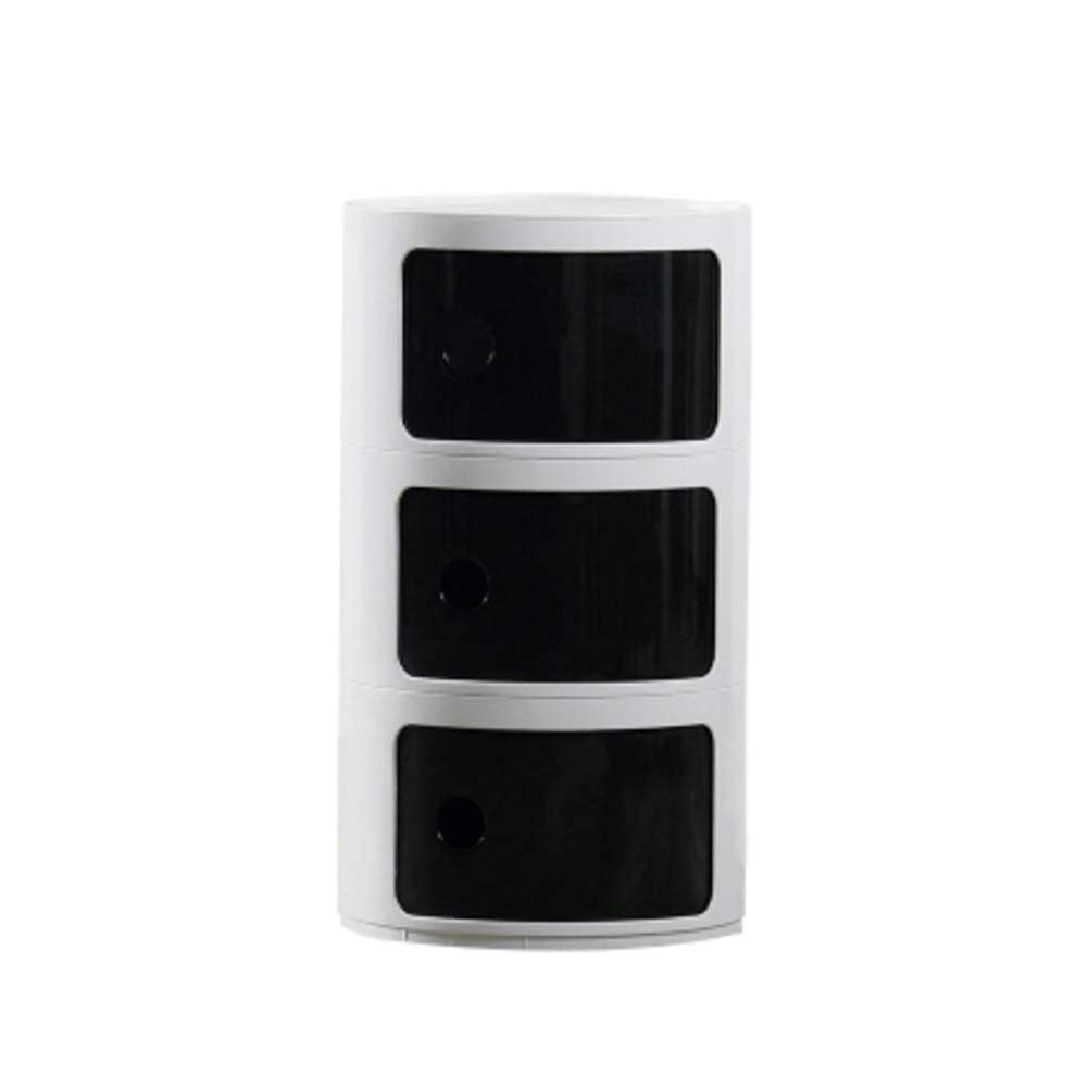 Modern Portable Nightstand & Side Table - 3-Tier Storage End Table for Bedroom, Living Room, Couch - Space-Saving White & Black Plastic Organizer | Perfect for Small Apartments, Dorms & Studio Spaces