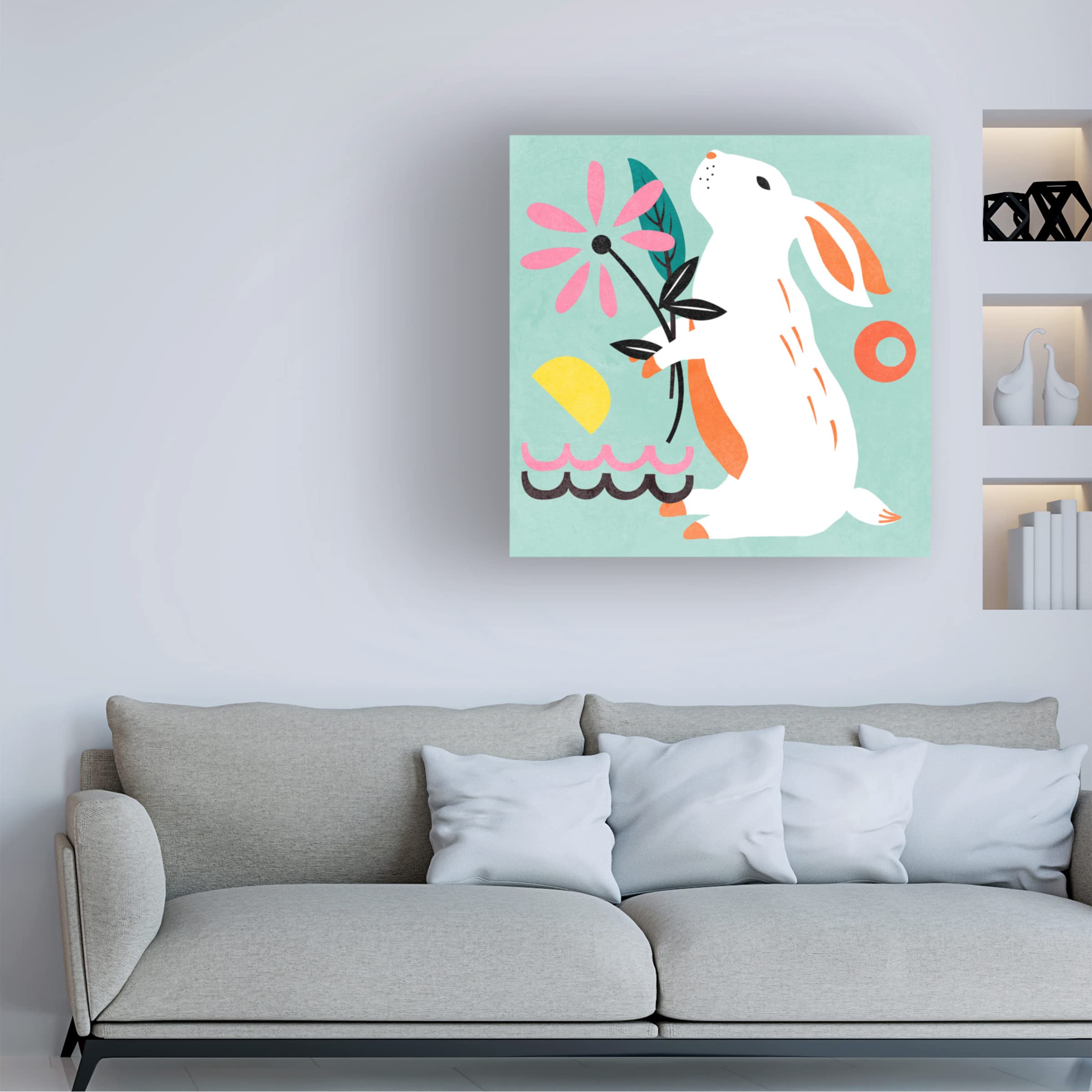 Trademark Fine Art 'Easter Bunnies II' Canvas Wall Art by Melissa Wang - 35x35 Inches, Modern Home Decor for Living Room, Bedroom & Office
