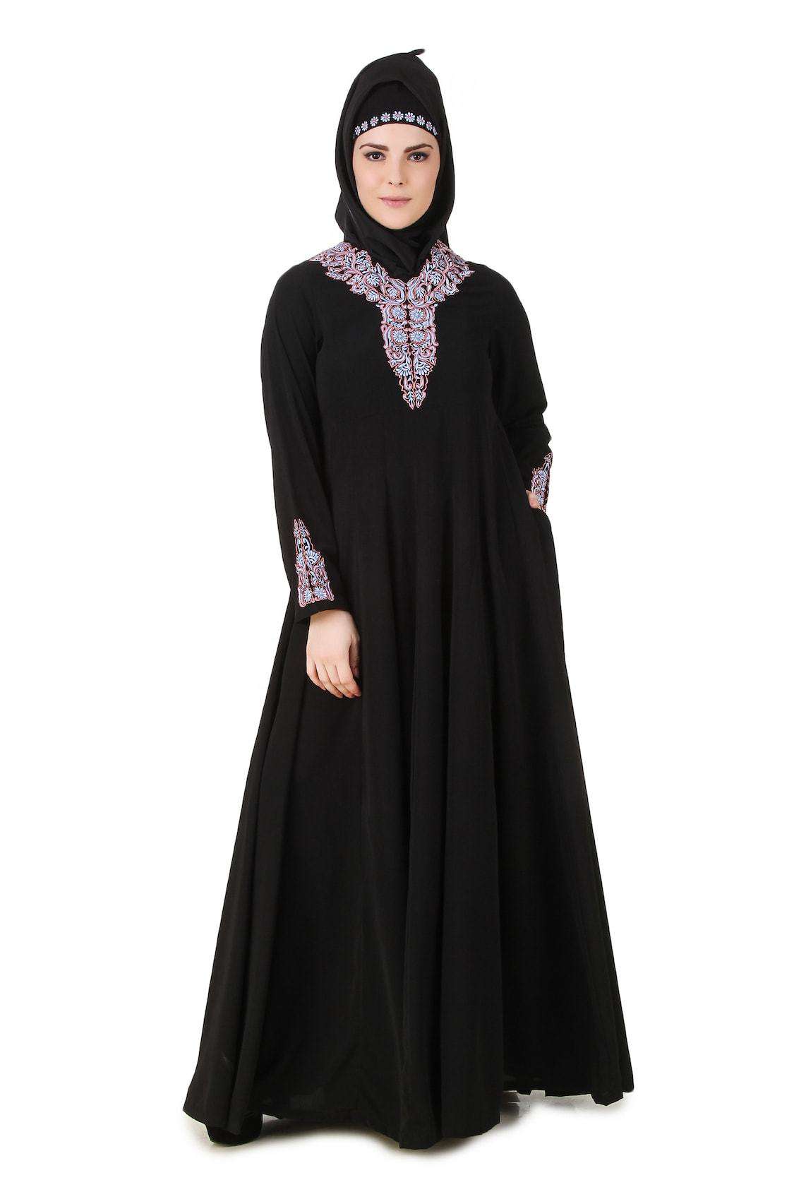Elegant Aqeelah Black Nida Abaya - Modest Islamic Prayer Dress for Women - Perfect for Mosque, Eid & Special Occasions