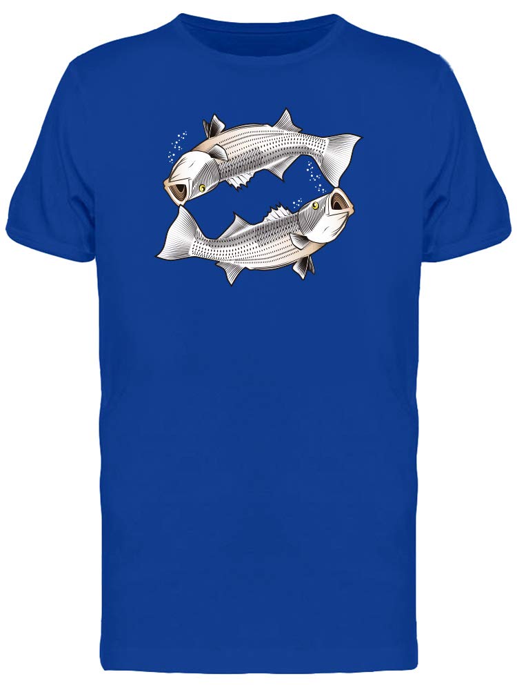 Men's Twin Striped Bass T-Shirt - Soft Cotton Casual Tee for Outdoor Fishing & Summer Wear