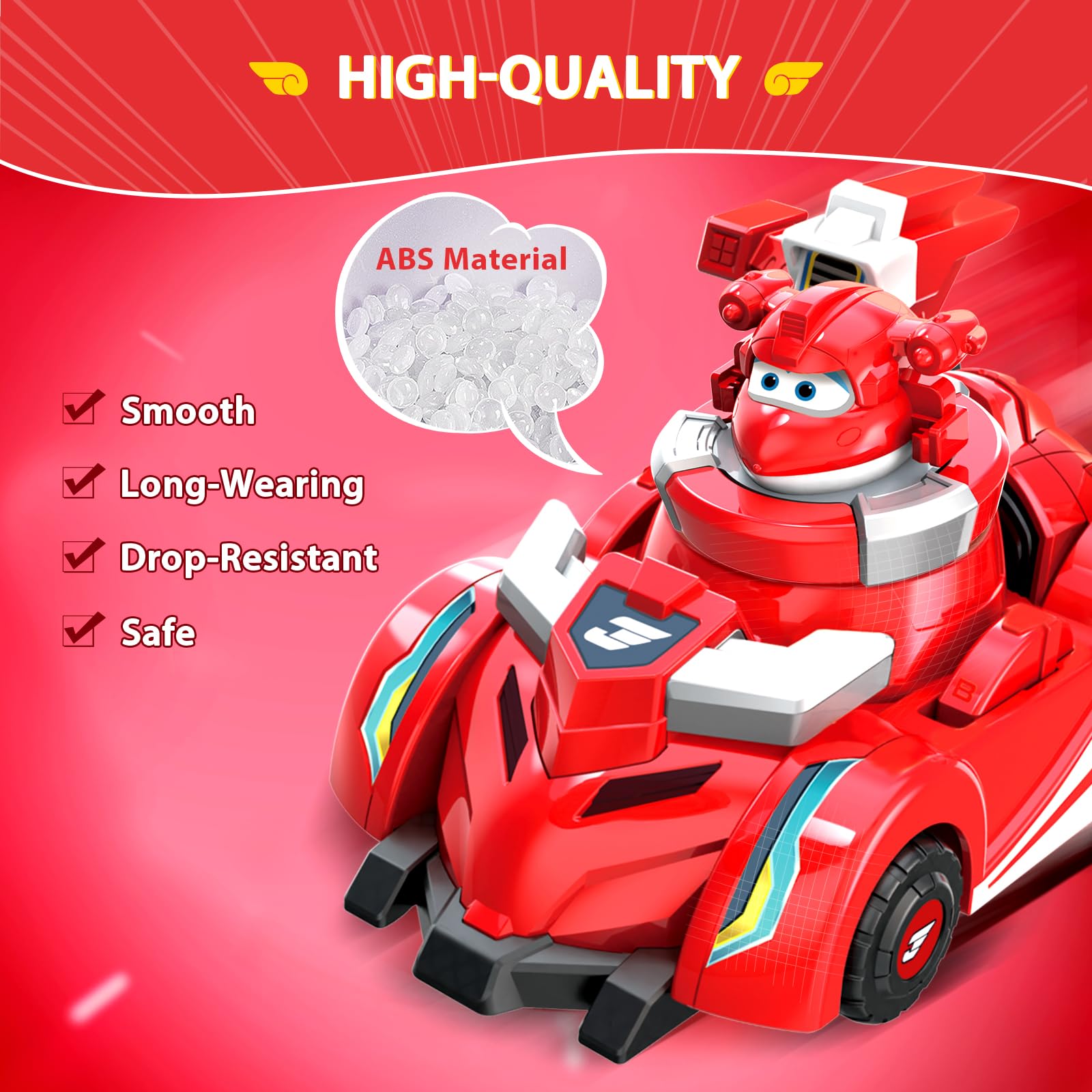 Super Wings Jett Spinning Top & Race Car Toy Set - 2-in-1 Transformable Vehicle Playset for Kids Ages 3-8 | STEM Learning Toy for Boys & Girls | Birthday Gift & Outdoor Play Fun