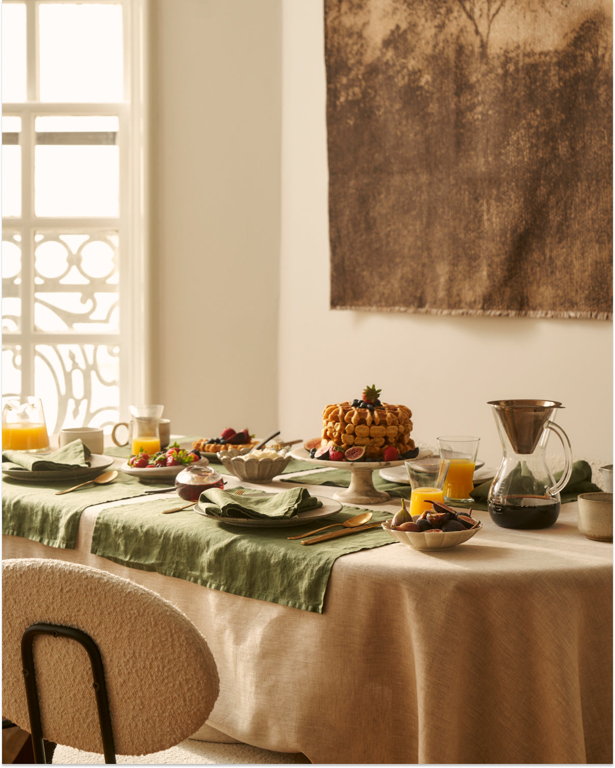 Premium 100% French Flax Linen Placemats Set of 4 - Natural Olive Green Table Mats for Dining, Kitchen & Home Decor - Eco-Friendly & Washable
