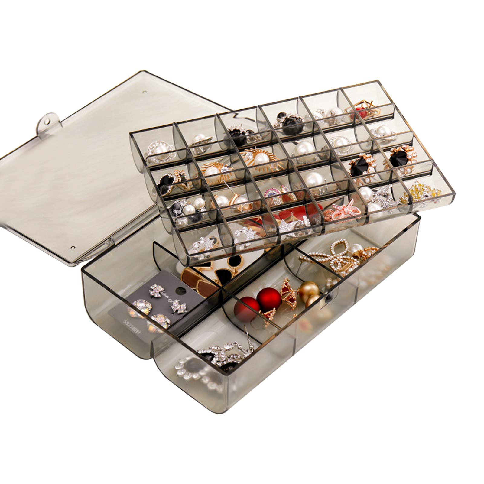 Space-Saving Jewelry Organizer with Multiple Compartments - PS Drawer Earring Display Box for Women, Eco-Friendly Jewelry Storage Container | Perfect for Bedroom, Travel & Gift Giving