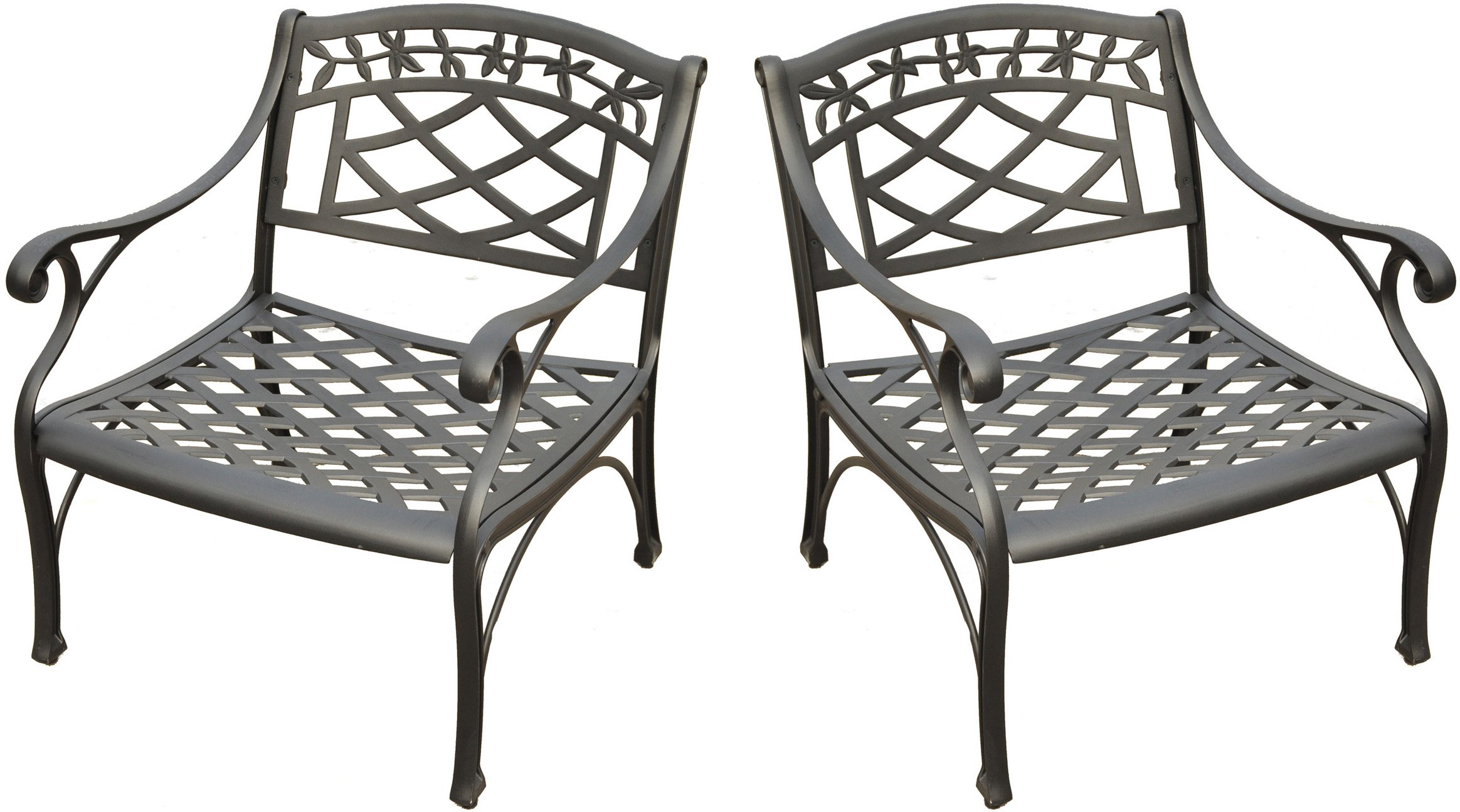 Crosley Sedona 2-Piece Outdoor Patio Chair Set - Durable Cast Aluminum Conversation Chairs for Porch, Deck, Garden & Backyard - Weather-Resistant Black Furniture for Relaxing & Entertaining