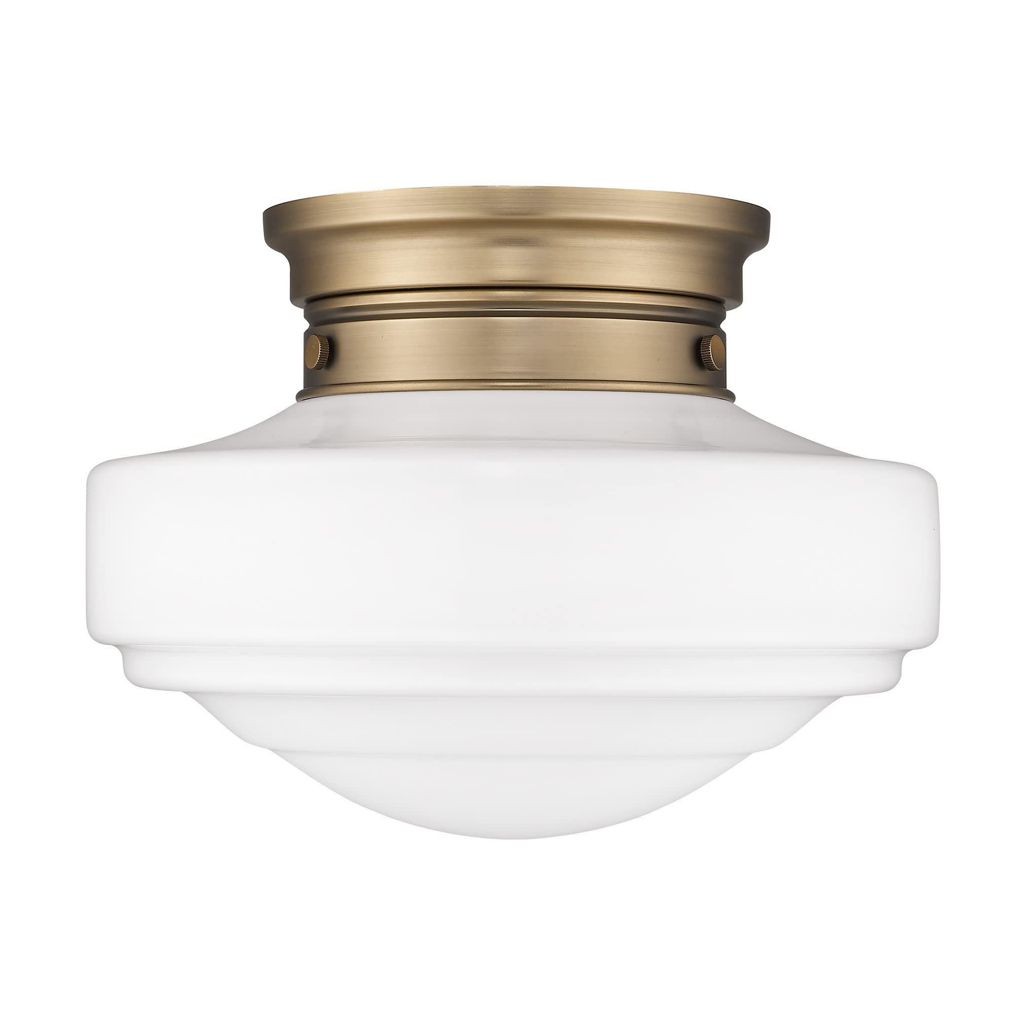 Vintage Style Semi-Flush Mount Ceiling Light Fixture - Matte Black with Milk Glass Shade - Perfect for Bedroom, Living Room & Dining Room Lighting