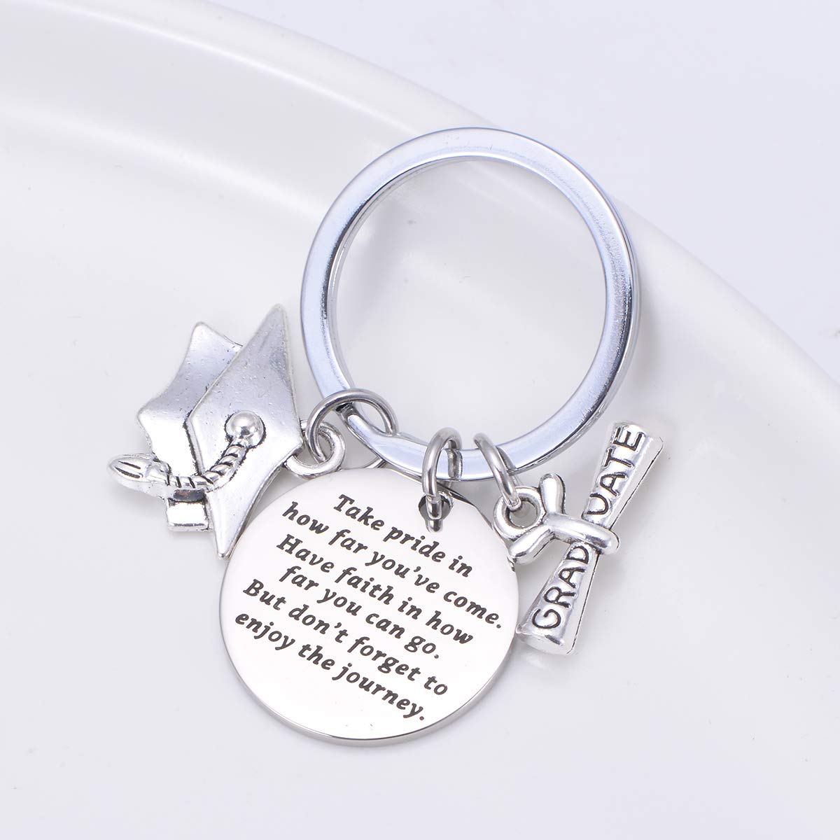 Personalized Graduation Keychain for Her/Him 2023 - Inspirational Gift from Mom & Dad with Engraved 'Keep Going' Message - High School Graduation Jewelry for Students - Perfect Graduation Party Favors & Keepsakes