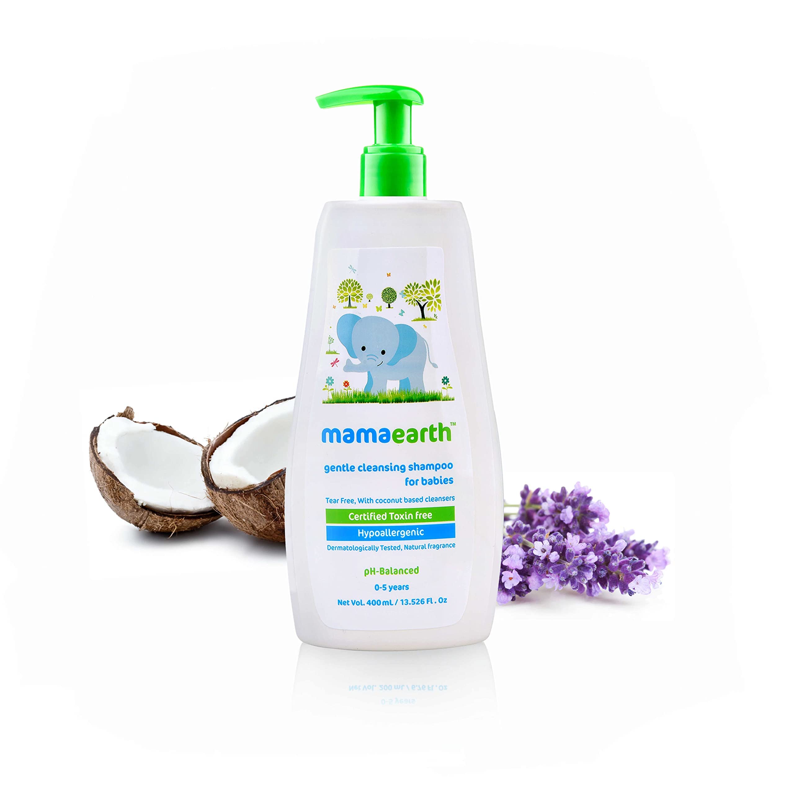 Mamaearth Gentle Baby Shampoo with Coconut, Jojoba Oil, Calendula & Aloe Vera | Tear-Free Natural Cleansing Shampoo for Newborns & Infants | 400ml | Perfect for Daily Bath Time & Sensitive Scalp Care