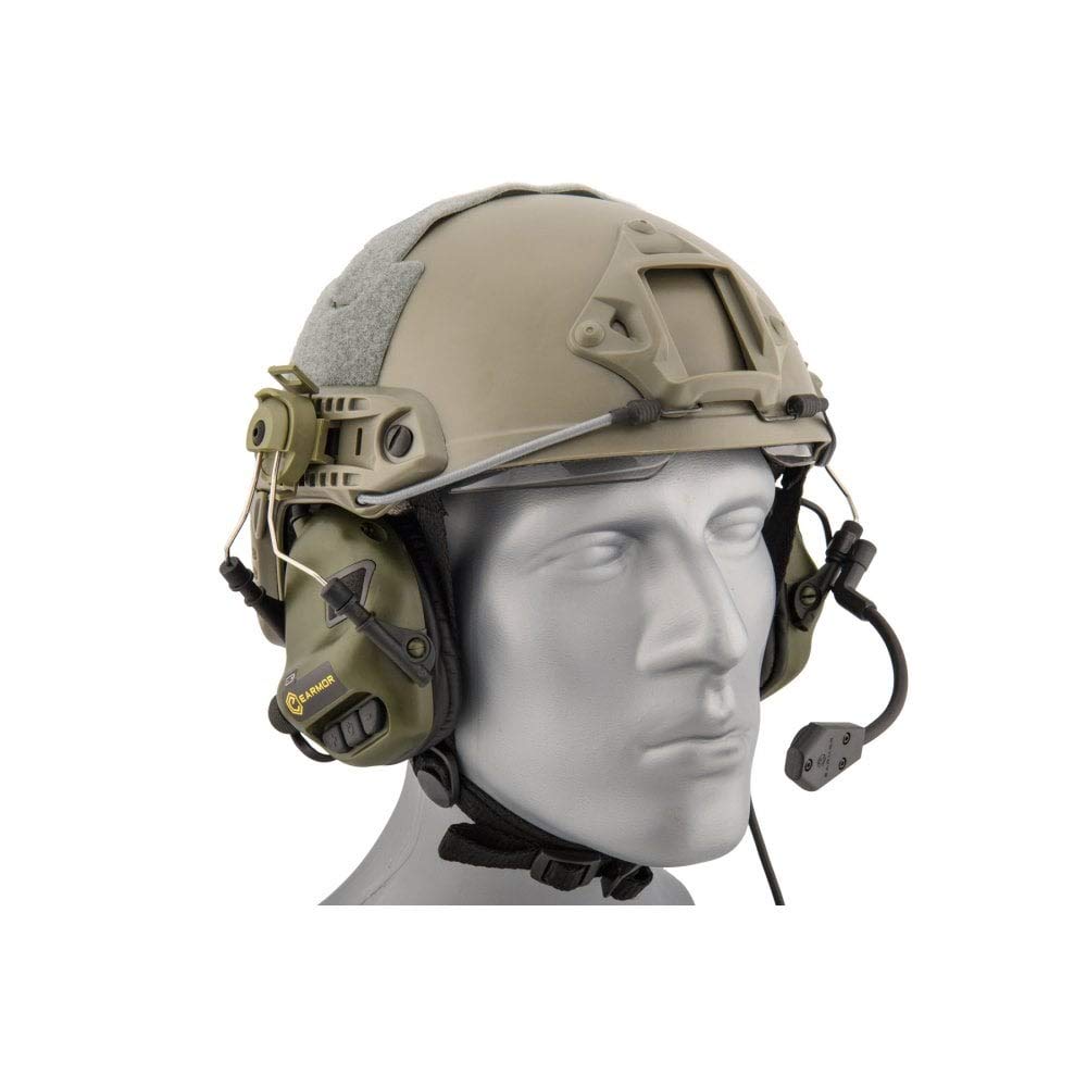 Earmor M32H Tactical Helmet Headset with 22dB NRR Hearing Protection, Fully Adjustable Olive Green Headphones - Perfect for Shooting Ranges, Airsoft & Military Training
