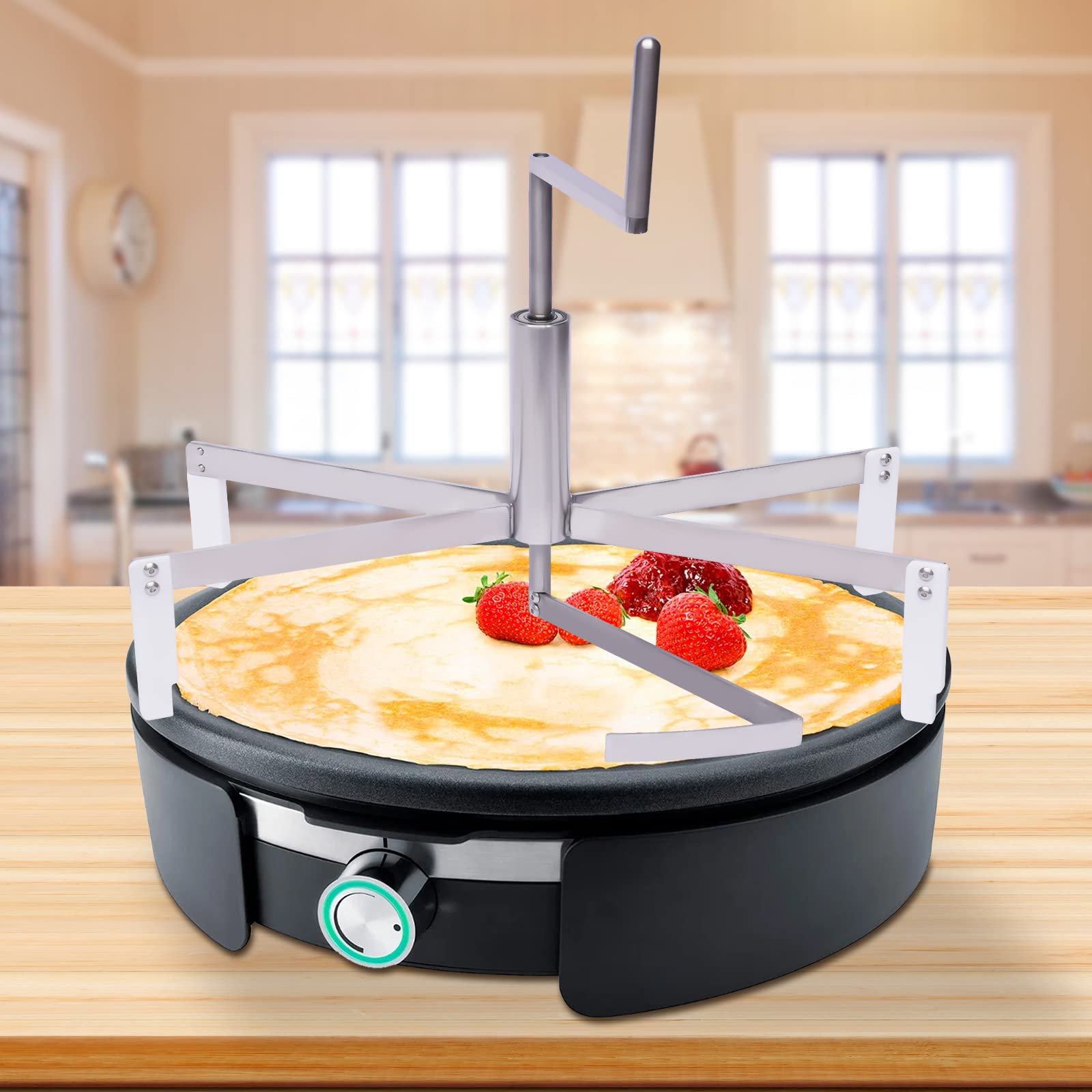 40cm Stainless Steel 304 Crepe Spreader Tool - Professional Pancake Maker, Pizza Batter Spreader & Cooking Regulator for Bakeries & Home Use | Perfect for Crepes, Pancakes, Pizza Dough & Dessert Making (Silver)