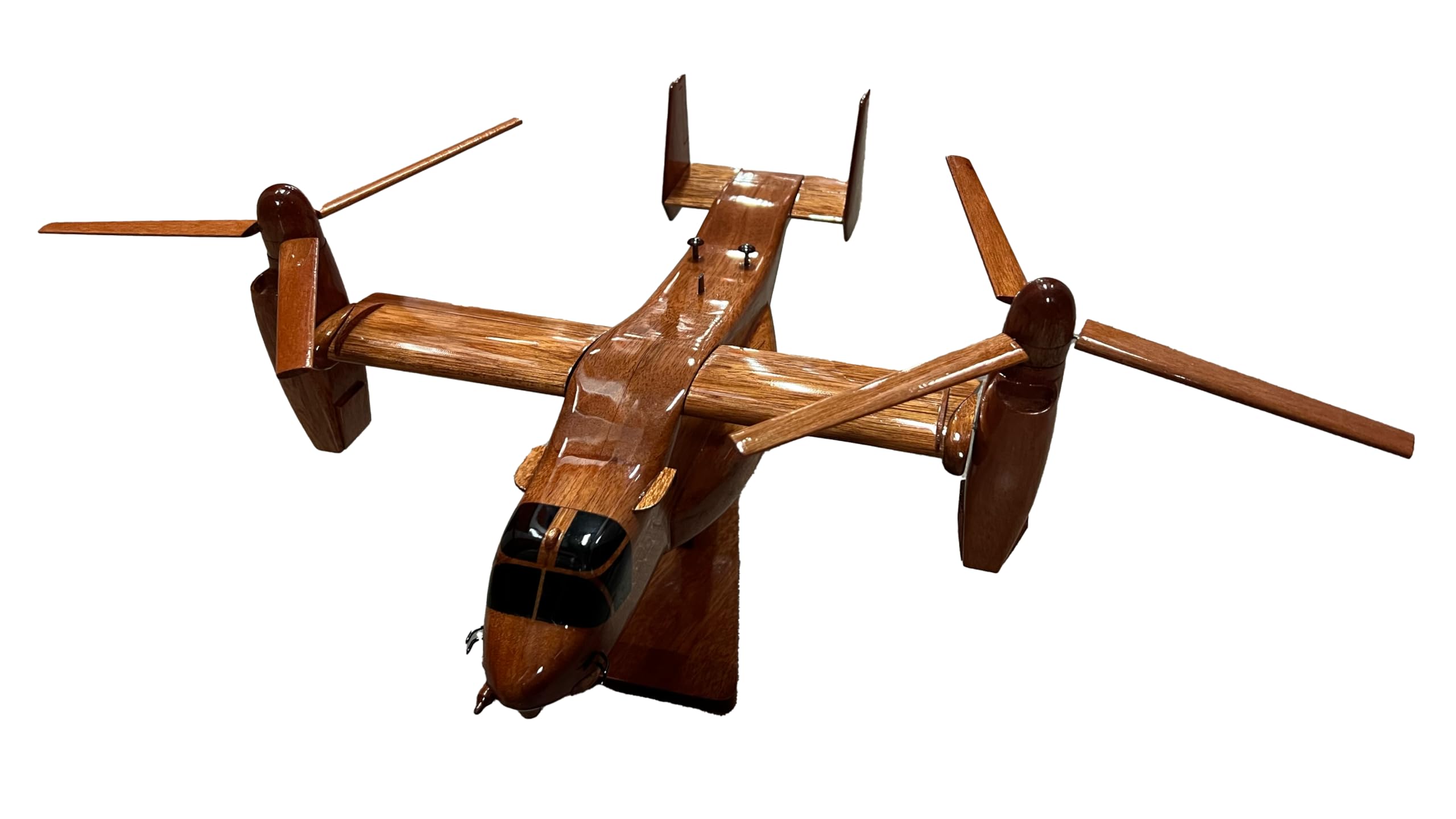V-22 Osprey Osage Mahogany Wood Desktop Airplane Model - Handcrafted Military Aircraft Display for Office Decor, Aviation Enthusiast Gifts & Home Decoration