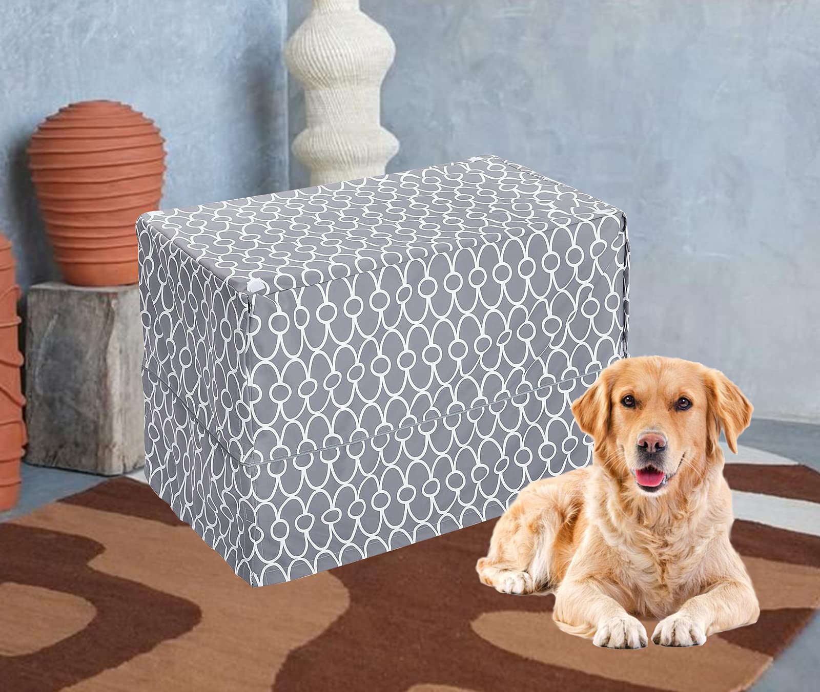 Durable 42 Inch Dog Crate Cover for Wire Kennels - Easy On/Off Adjustable Pet Crate Cover, Fits Most 42